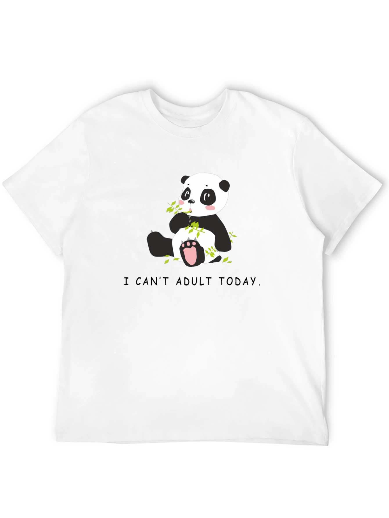 Black Cute Panda T-Shirt - I Can't Adult Today Graphic Tee view 12