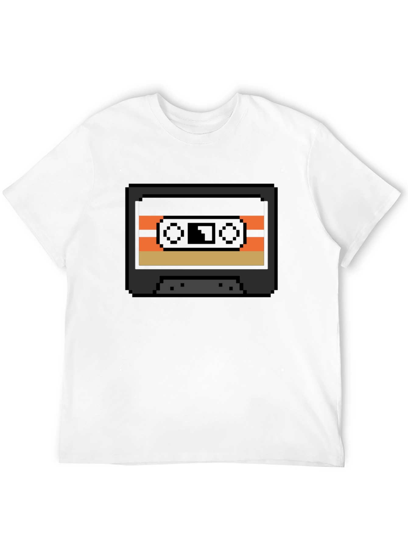 Black Retro Cassette Tape Pixel Art T-Shirt - Black view 12