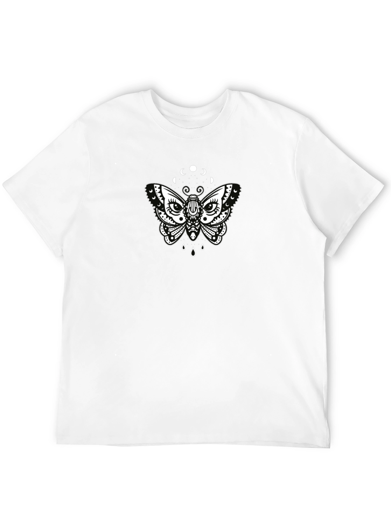 Black Moon Moth Graphic Tee - Black Cotton T-Shirt view 12