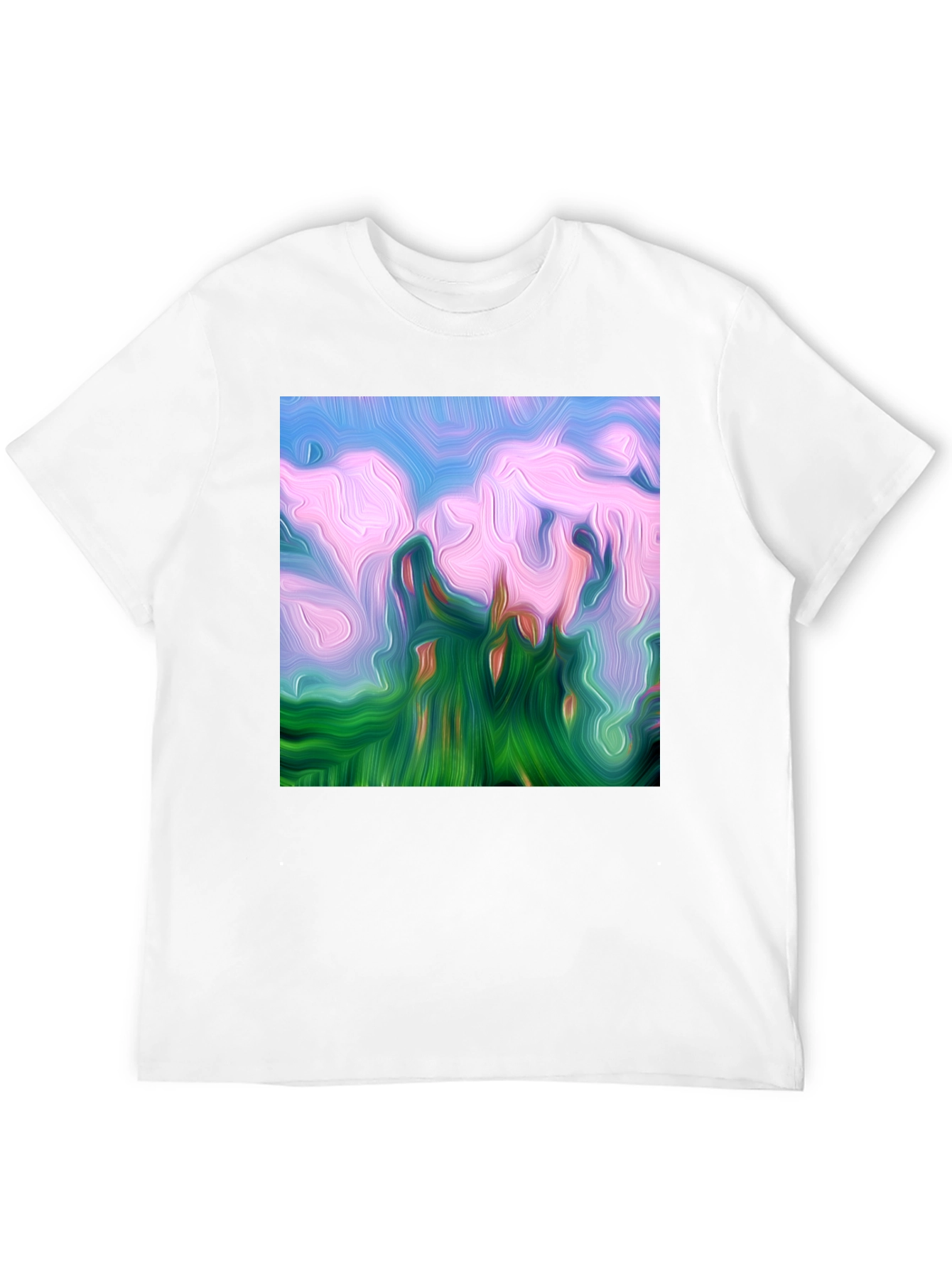 Black Abstract Landscape Graphic Tee - Artistic Black T-Shirt view 12