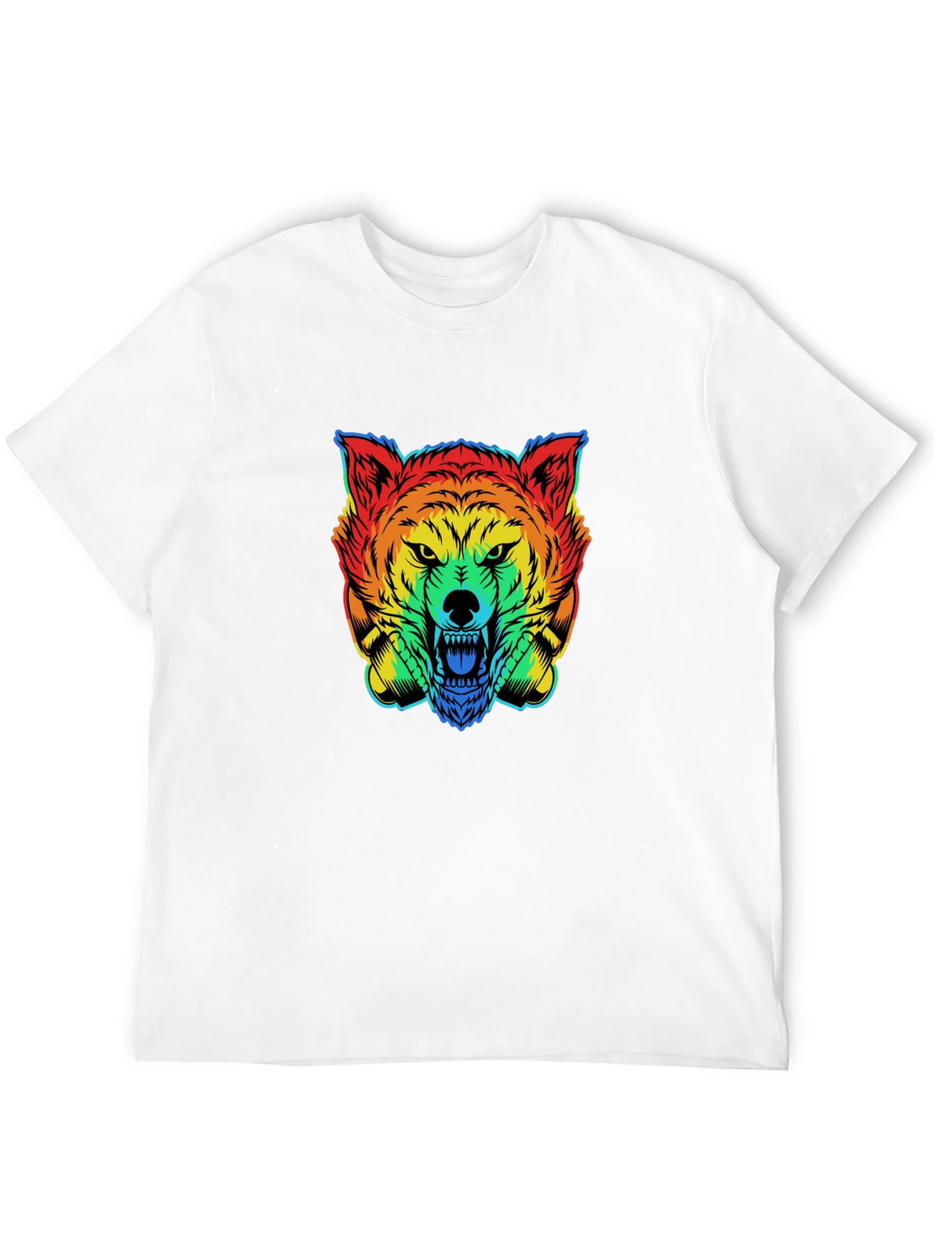 Black Rainbow Wolf Graphic T-Shirt - Men's Black Tee view 12