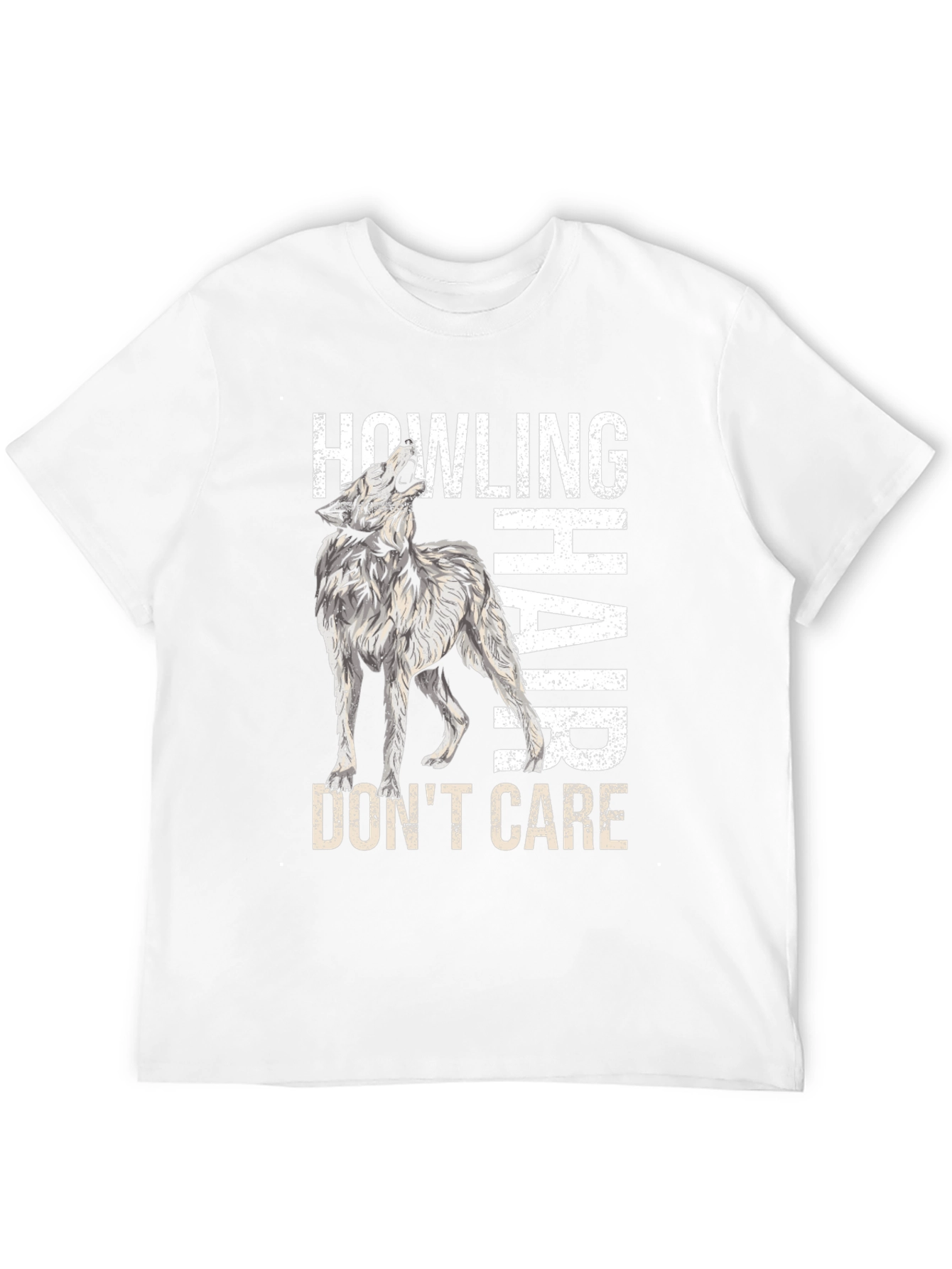 Black Howling Wolf Hair, Don't Care T-Shirt view 12