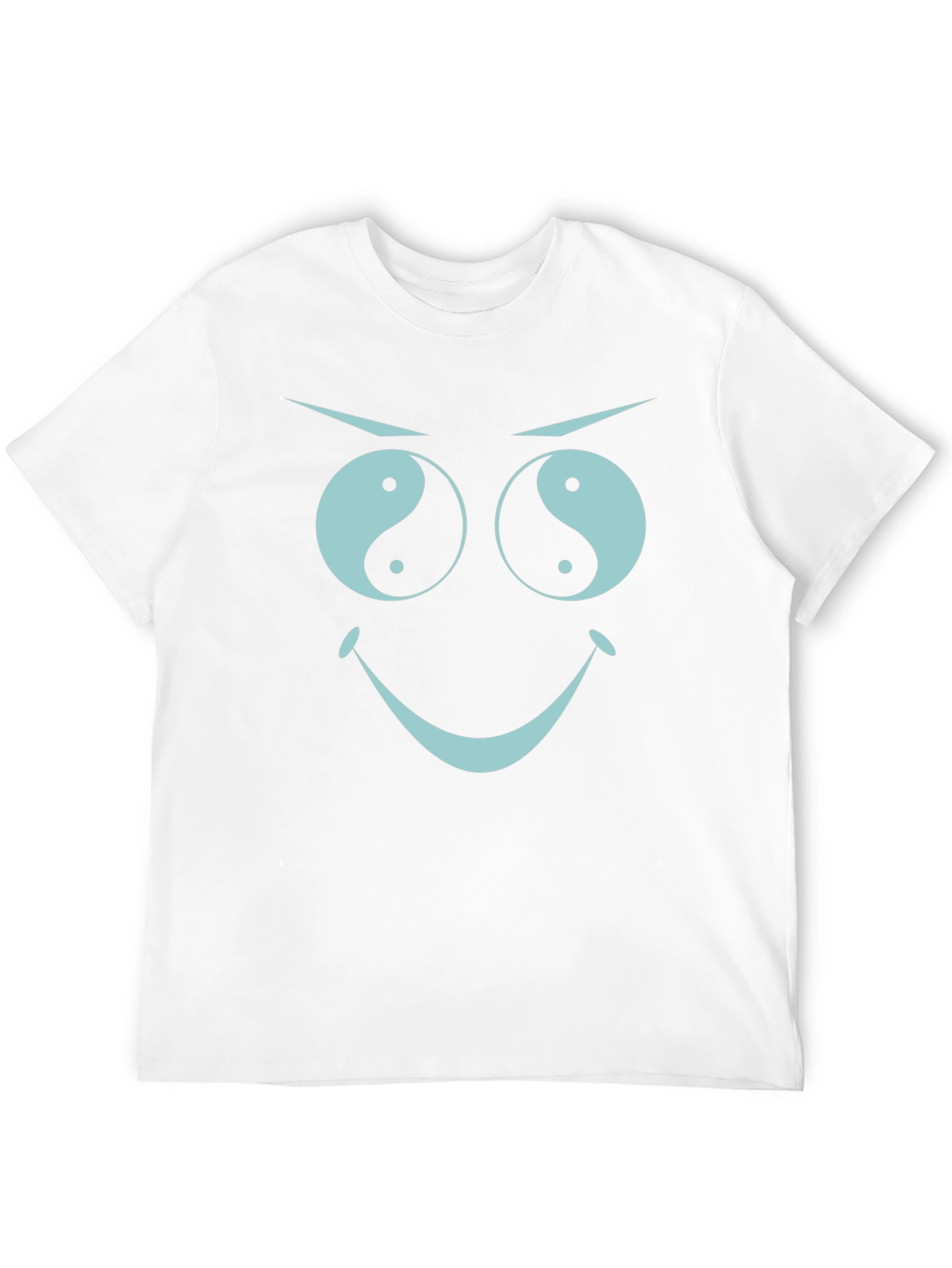 Black Yin Yang Eyes Graphic Tee - Funny Face Black T-Shirt view 12