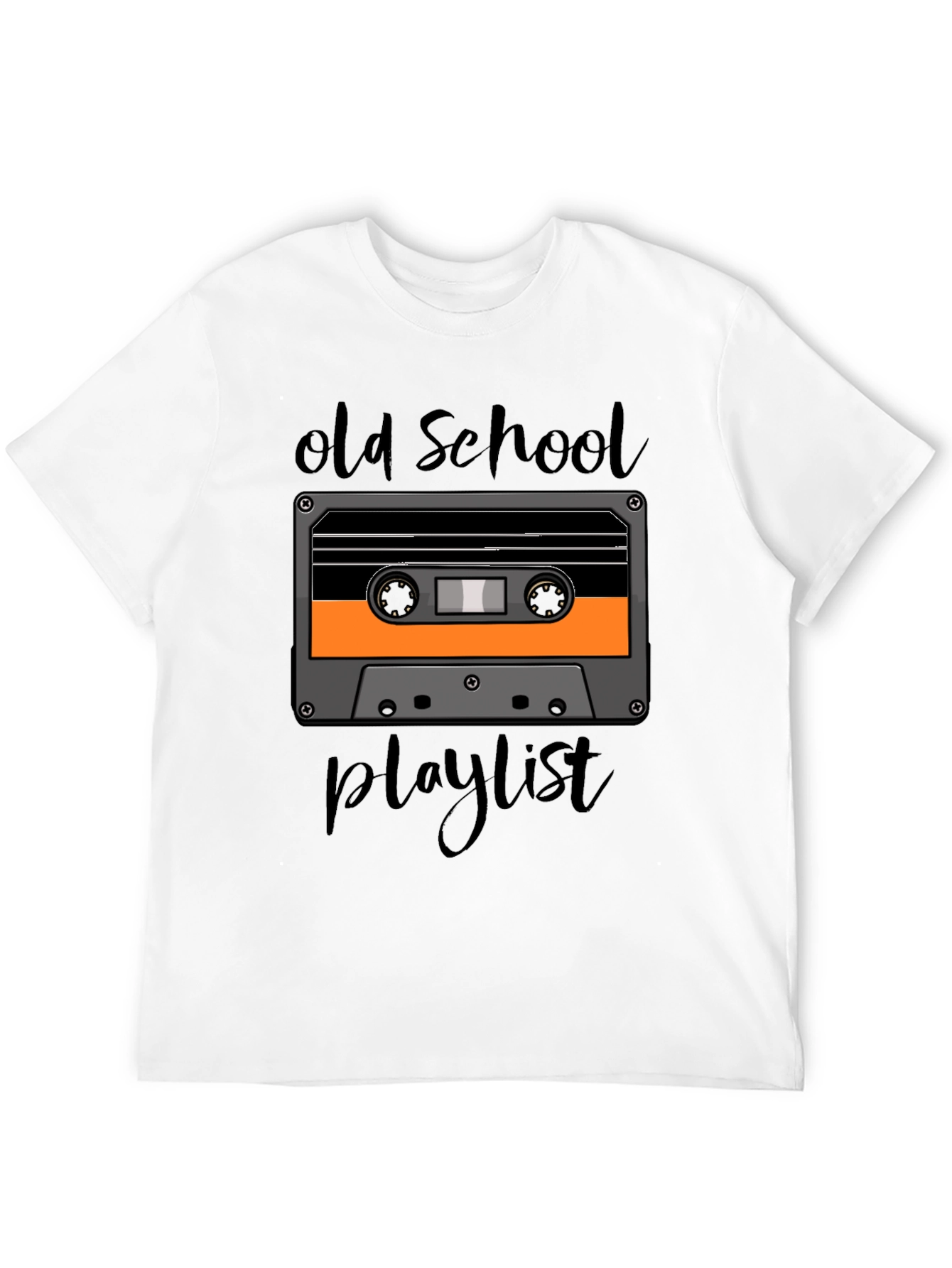 Black Old School Playlist Tee - Retro Cassette Graphic T-Shirt view 12