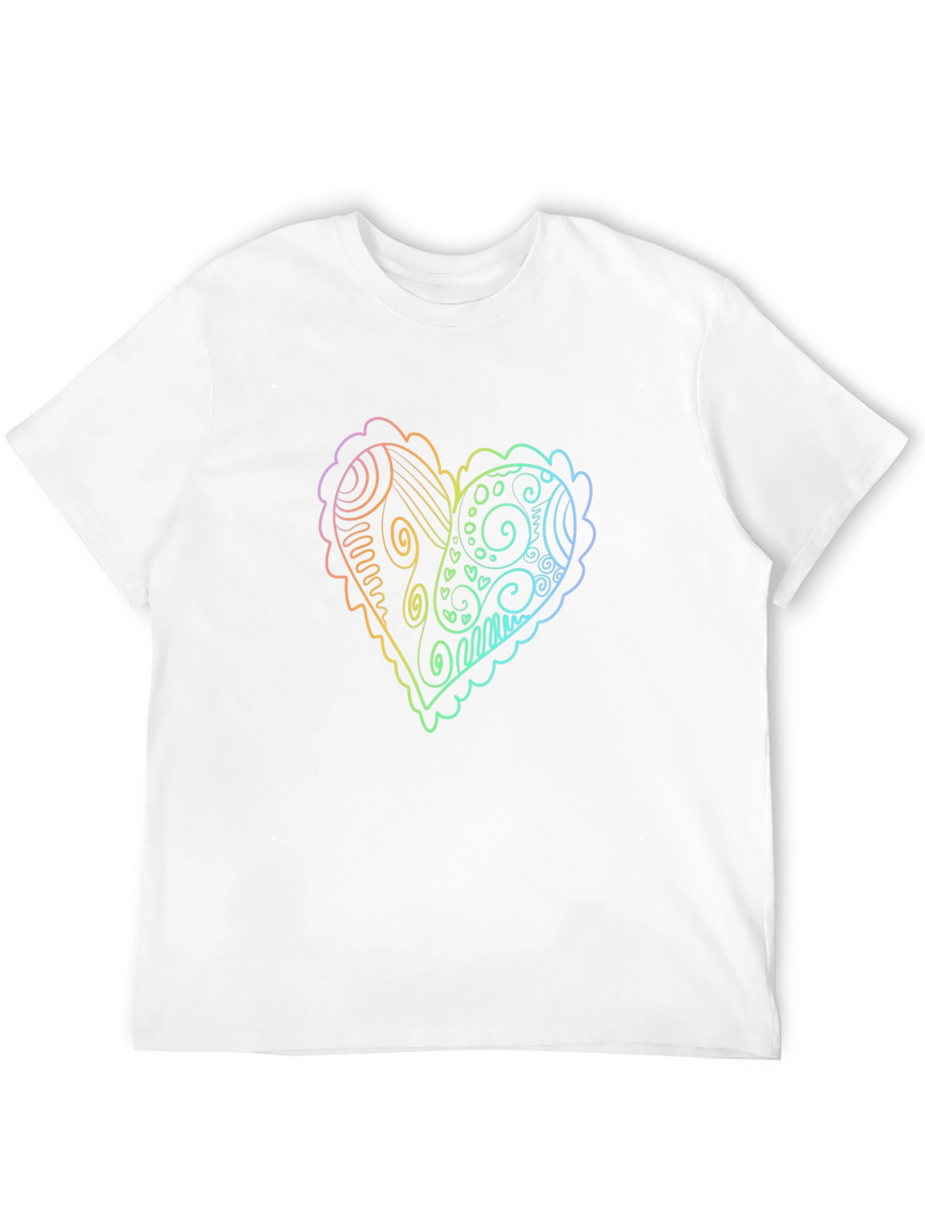 Black Rainbow Heart Doodle Graphic Tee - Black view 12