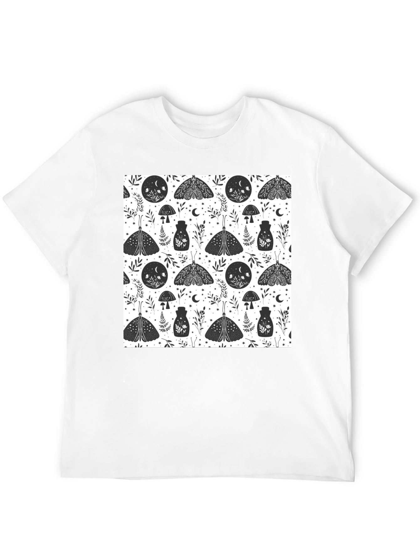 Black Moth Print Tee - Black Cotton T-Shirt view 12