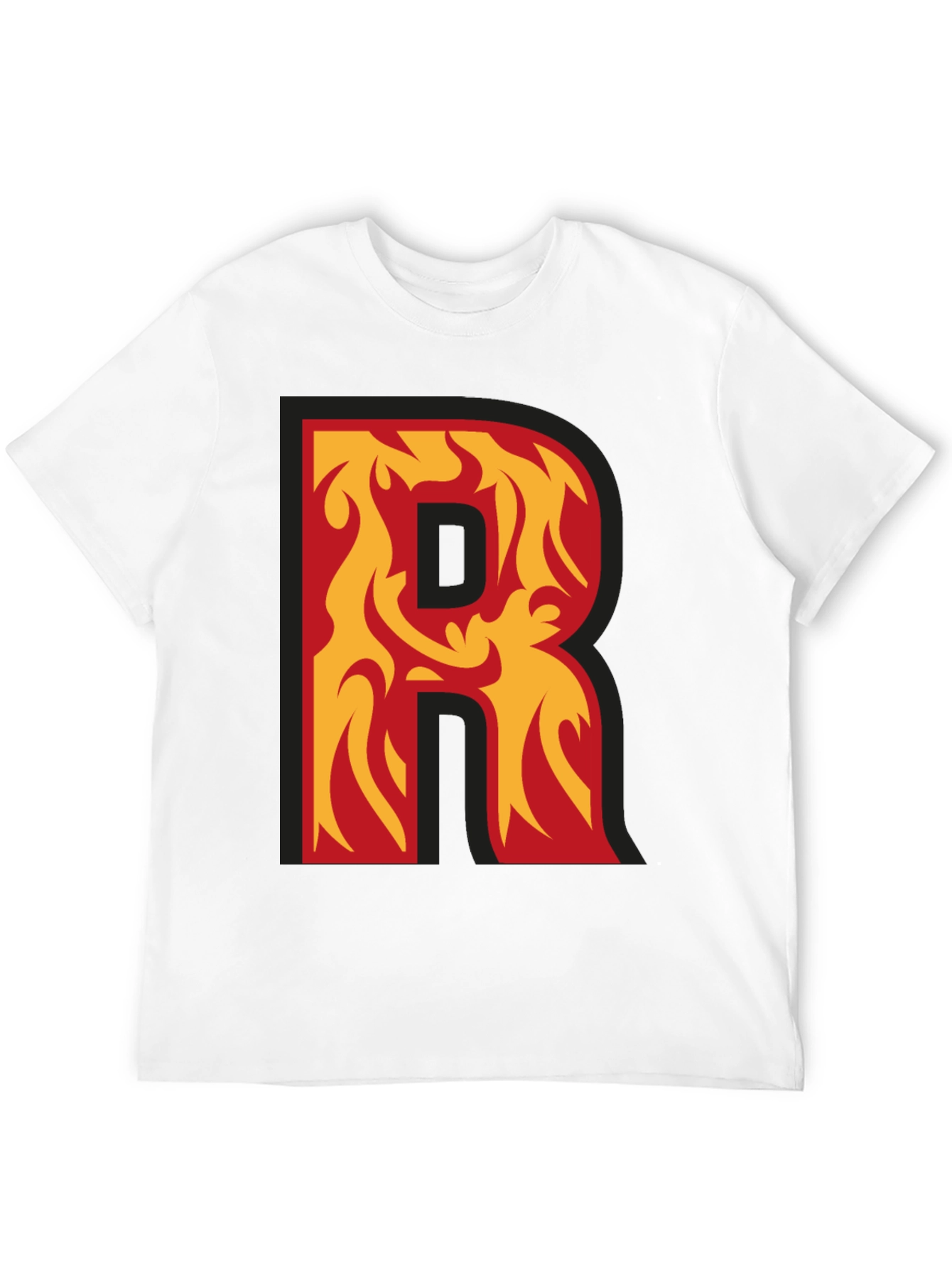 Black Flaming Letter R Graphic Tee - Cool Design! view 12