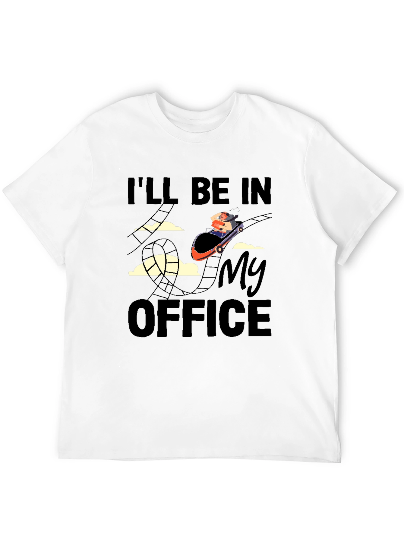Black Roller Coaster Office T-Shirt - Thrill Ride Work Tee view 12