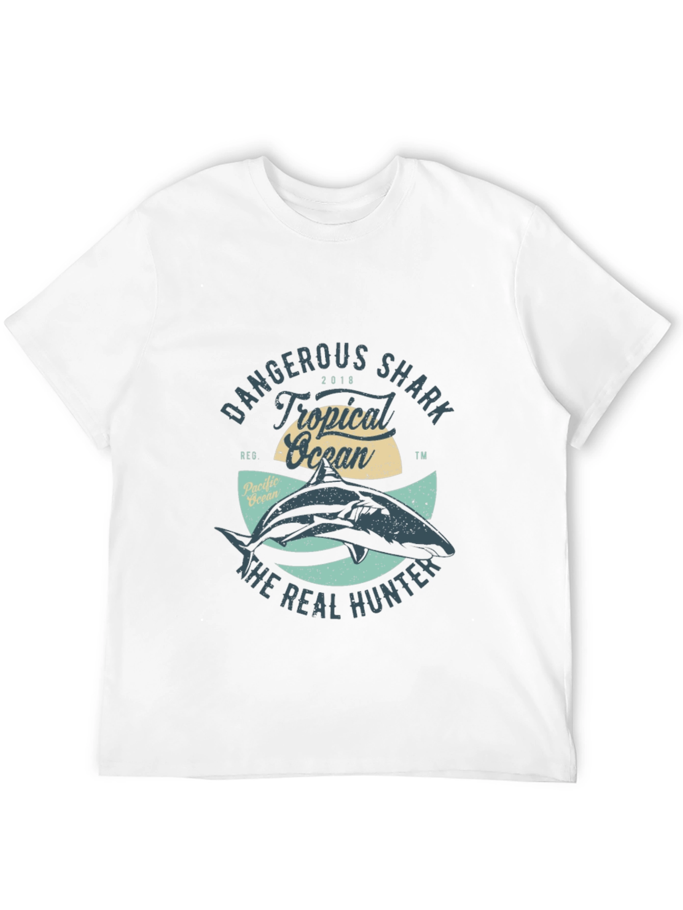 Black Dangerous Shark Graphic Tee - Tropical Ocean view 12