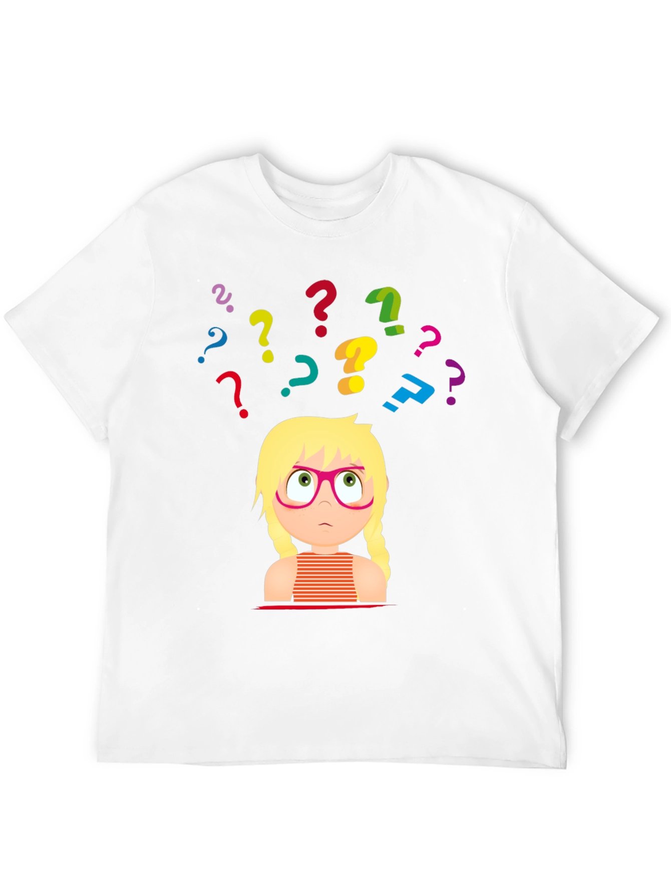 Black Puzzled Girl Graphic Tee - Black Cotton T-Shirt view 12