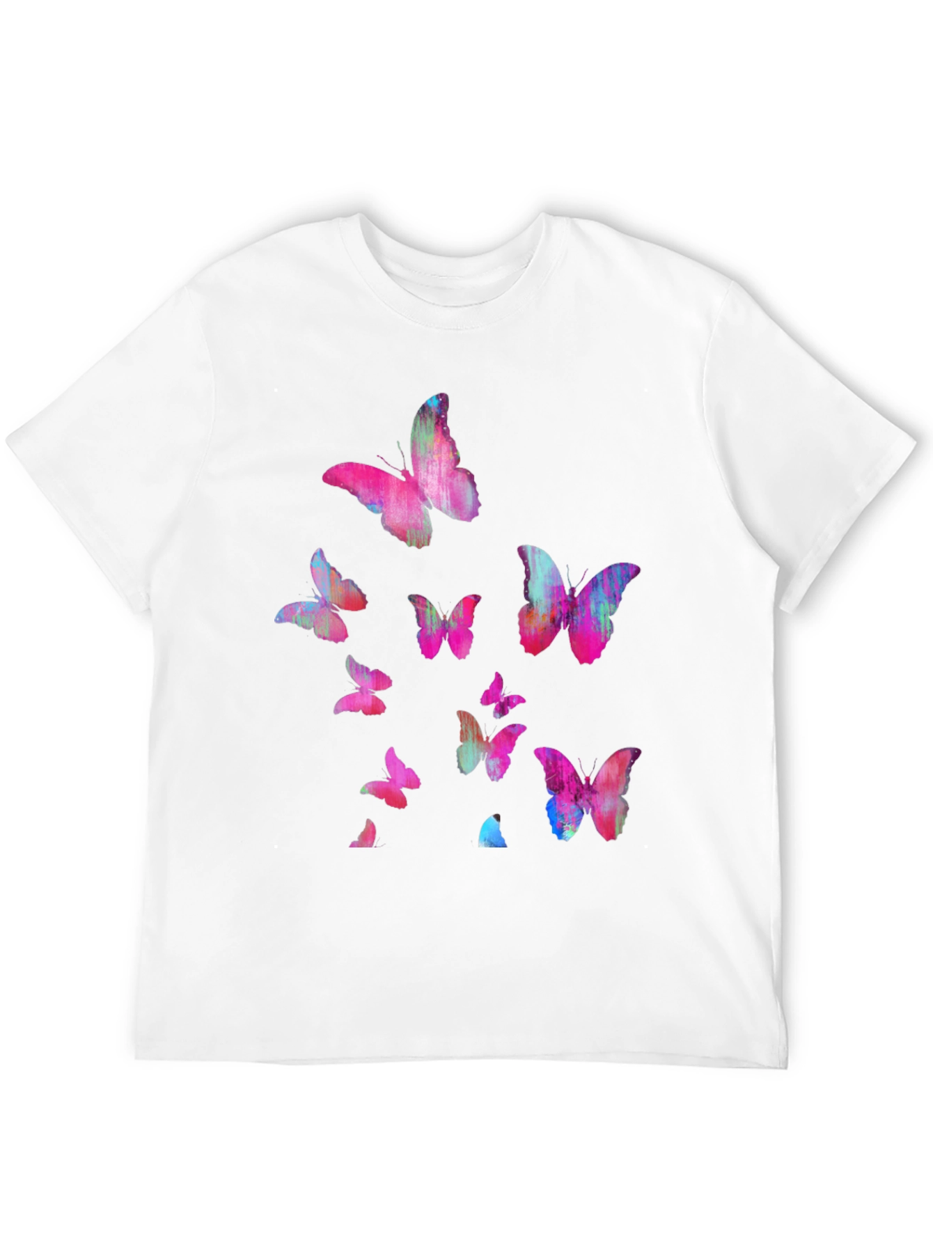 Black Butterfly Print Men's Black T-Shirt view 12