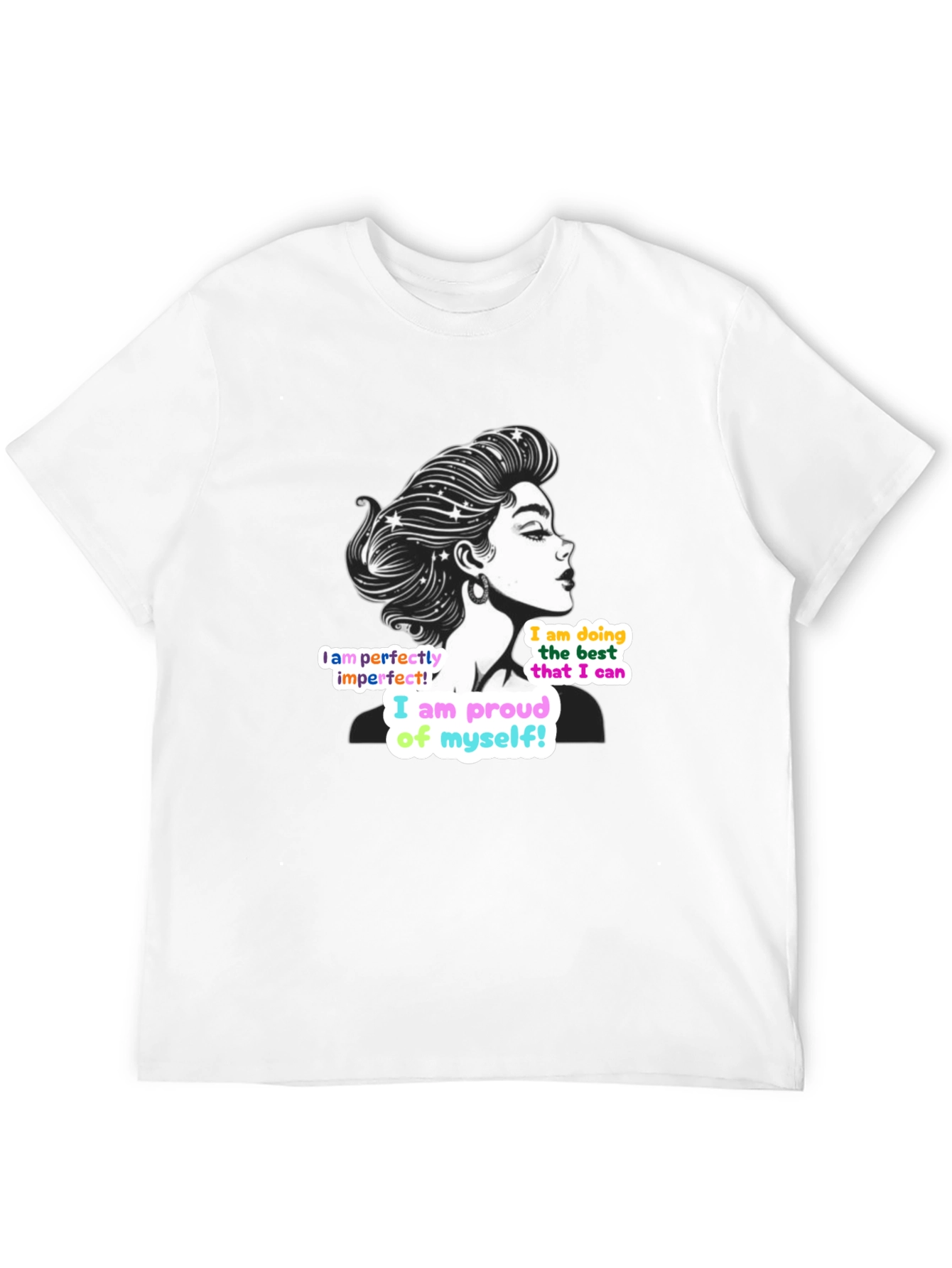 Black Empowering Woman T-Shirt: Perfectly Imperfect Design view 12