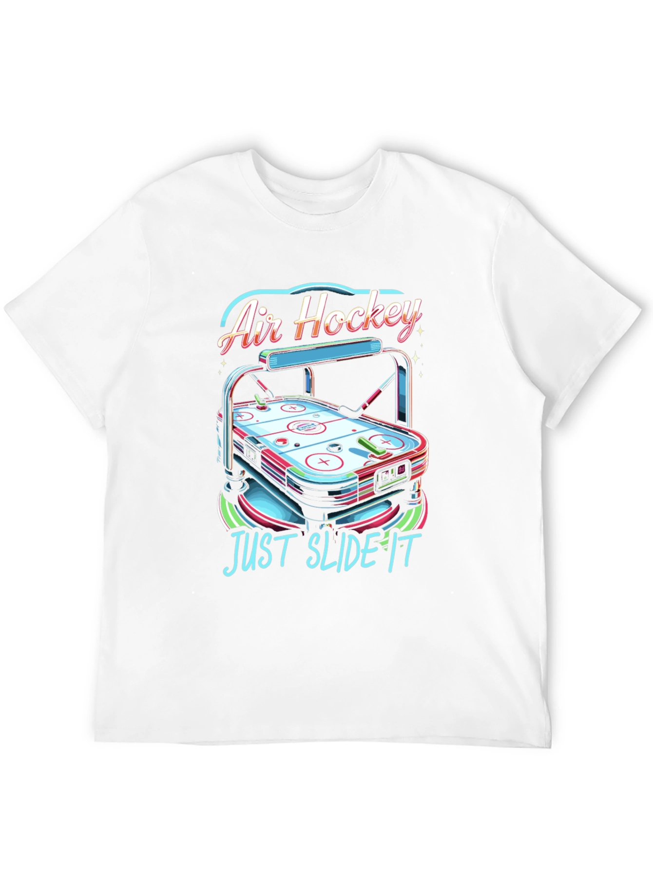 Black Air Hockey T-Shirt - "Just Slide It" Graphic Tee view 12