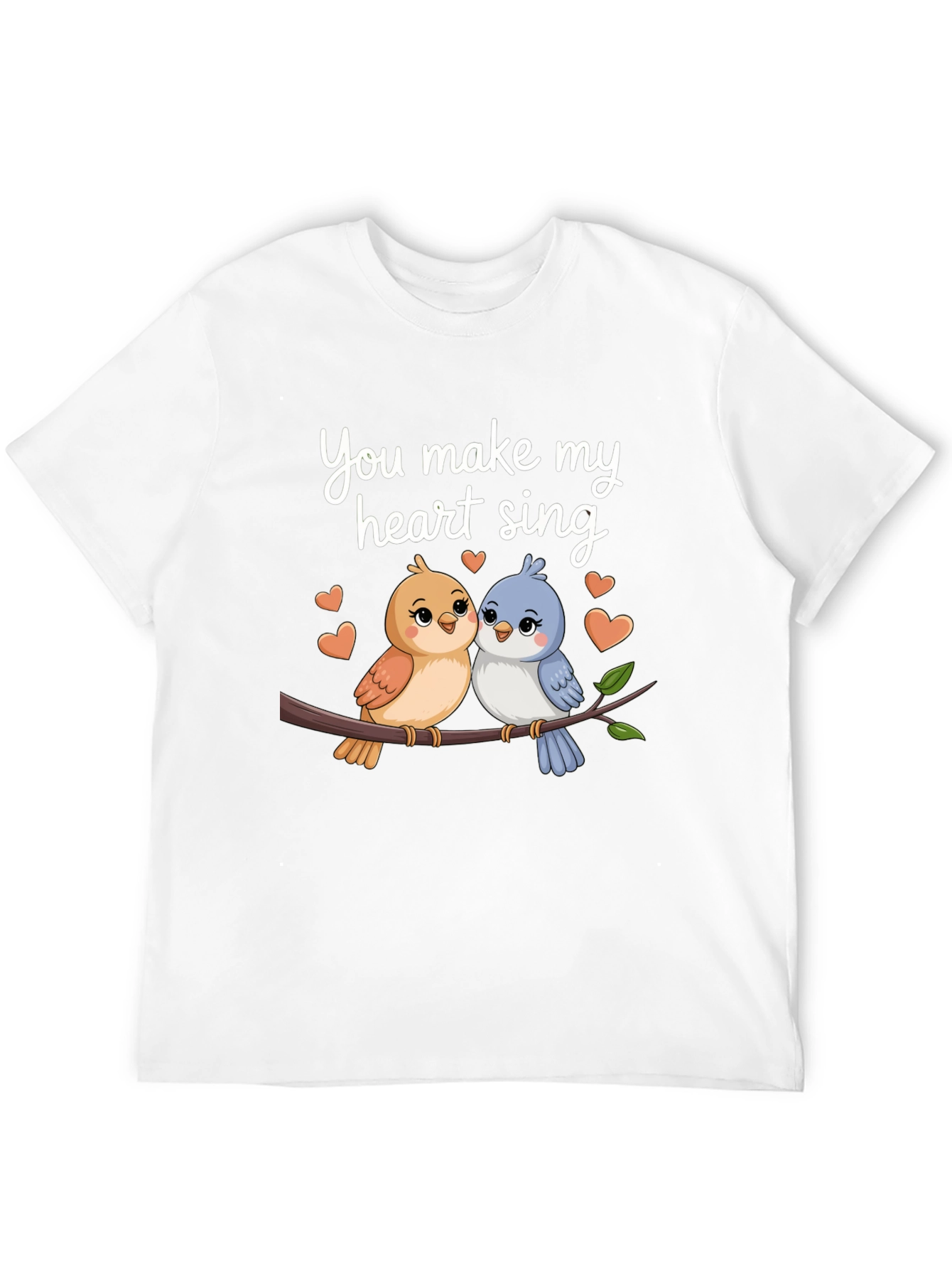 Black Cute Birds Heart Sing Black T-Shirt view 12