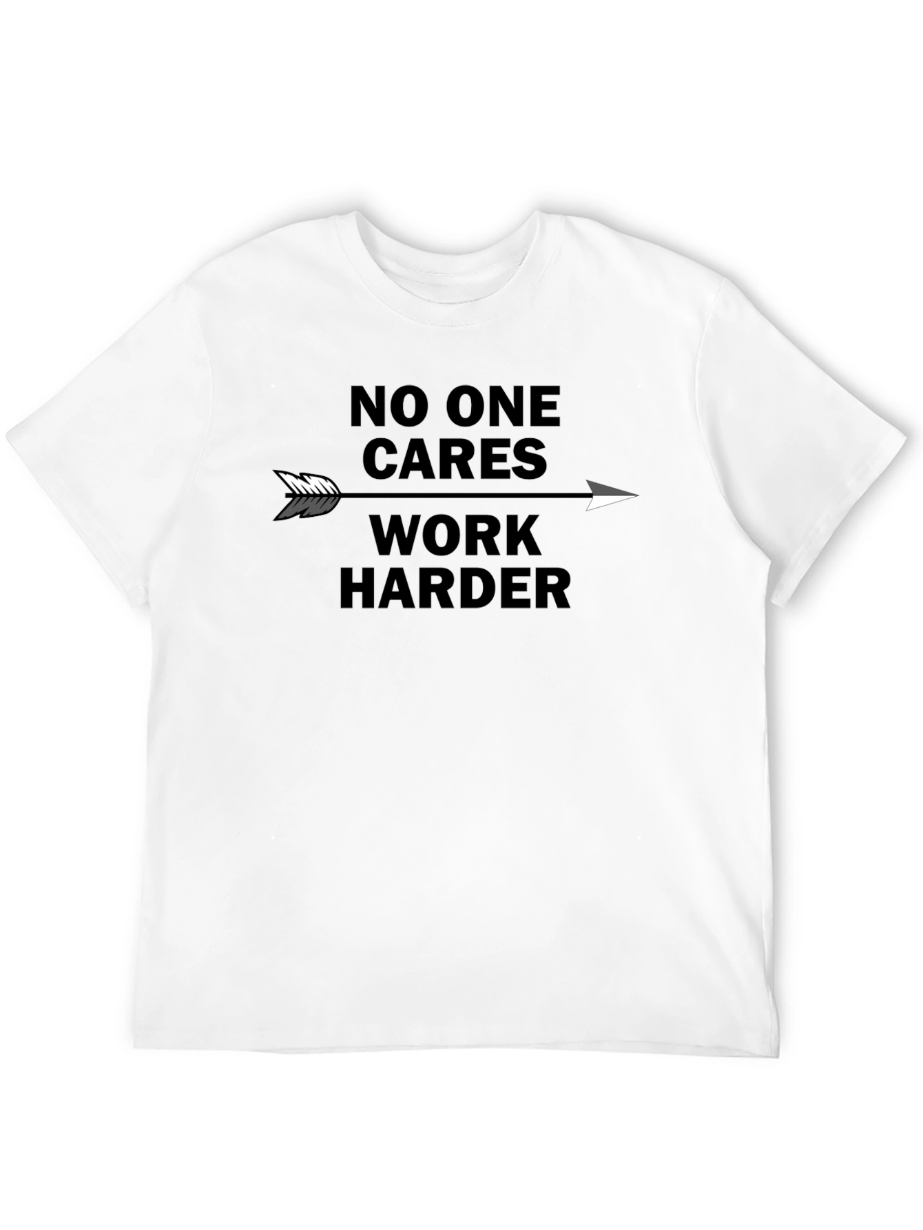 Black Motivational "No One Cares Work Harder" Graphic Tee view 12