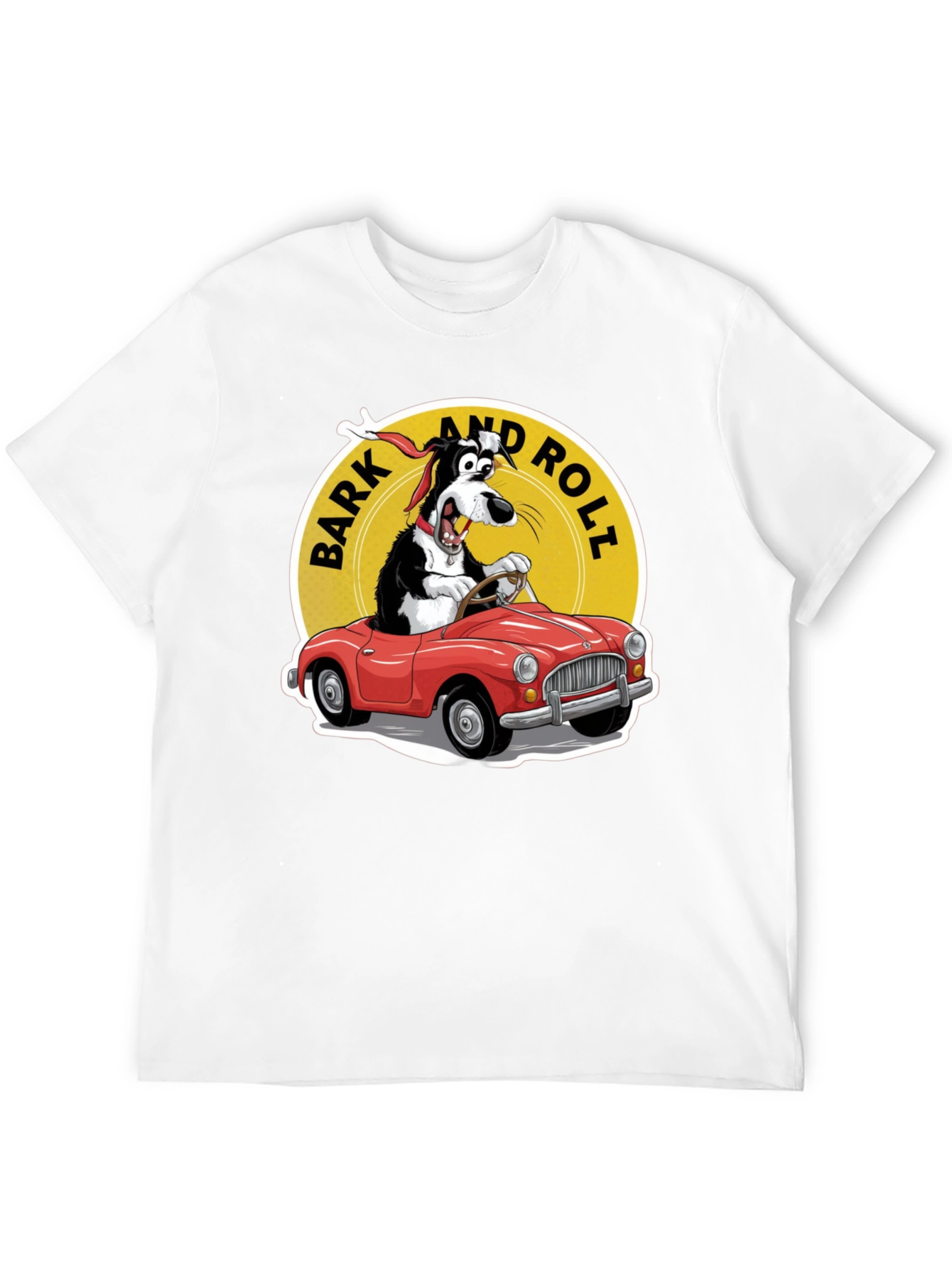 Black Bark and Roll T-Shirt - Dog Driving Car view 12