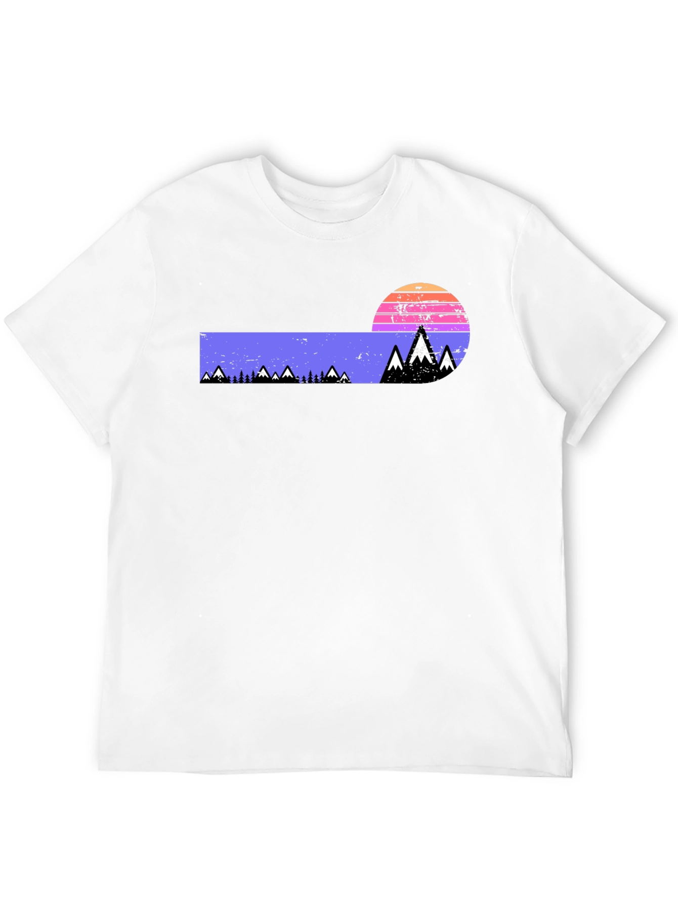 Black Retro Mountain Sunset Graphic Tee view 12