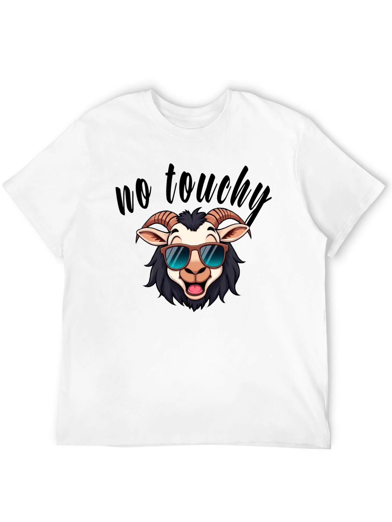 Black Cool Goat Graphic Tee - No Touchy Funny Shirt view 12