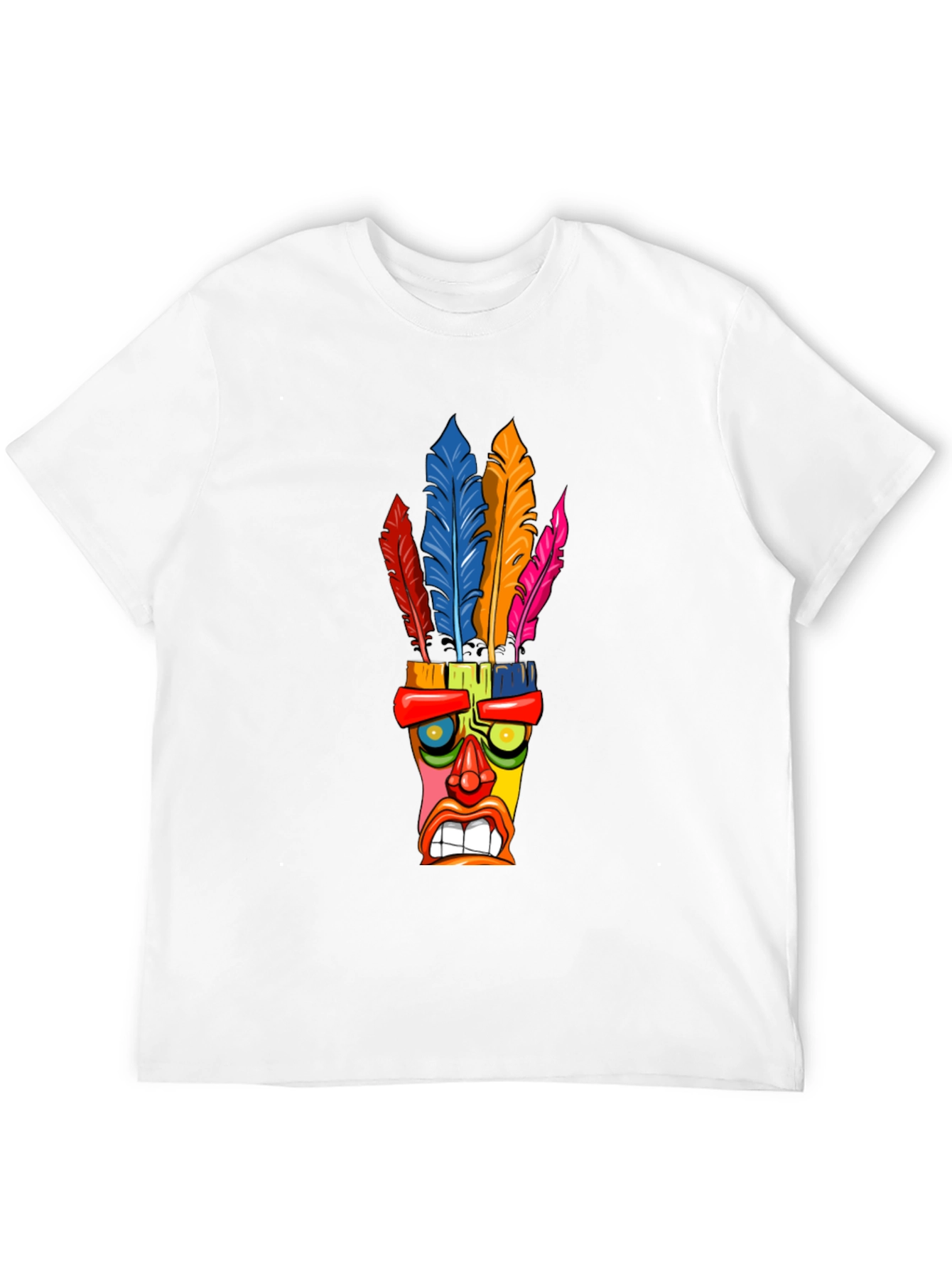 Black Colorful Tiki Mask T-Shirt view 12