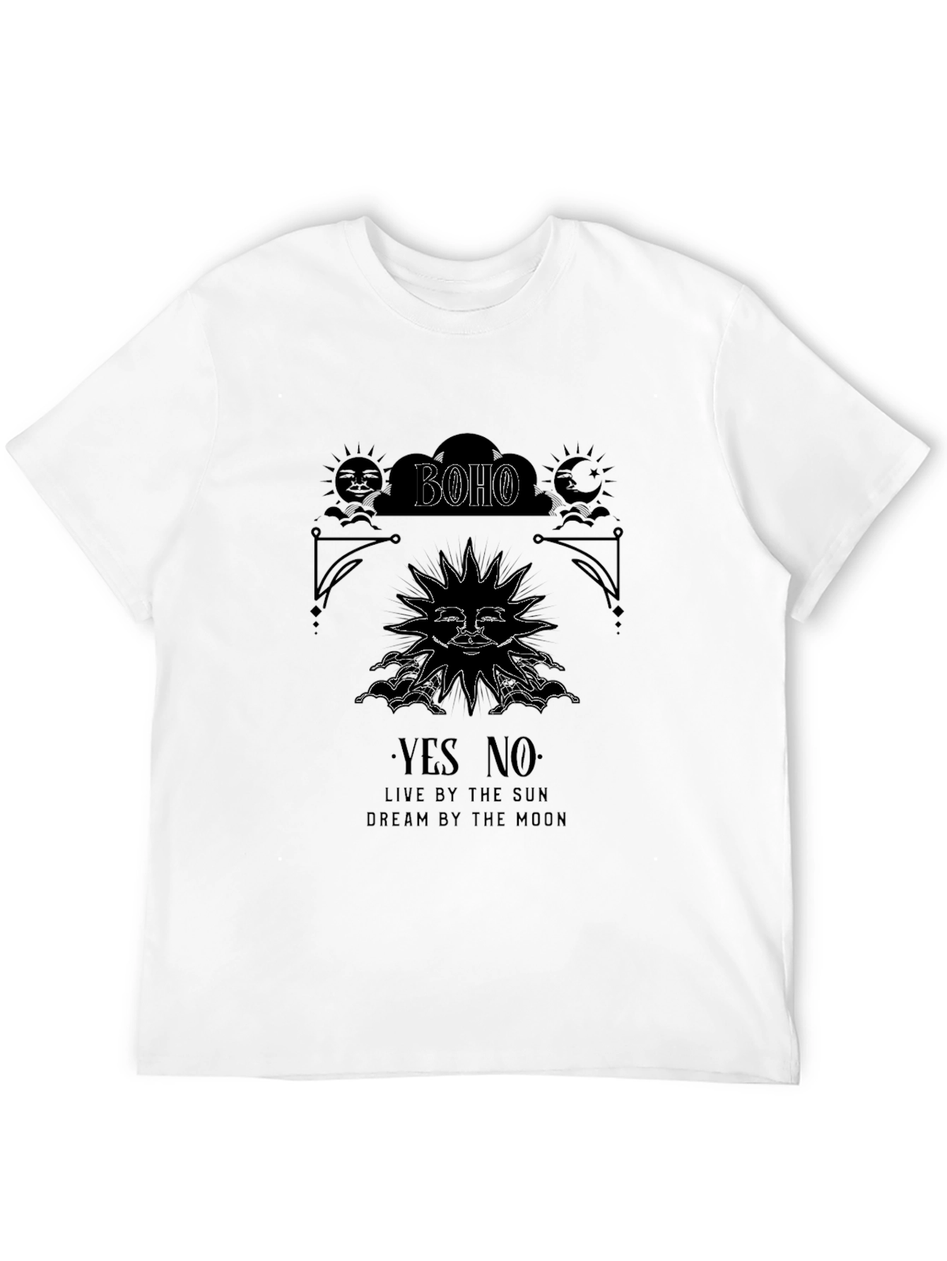 Black Boho Sun & Moon Graphic Black Tee view 12