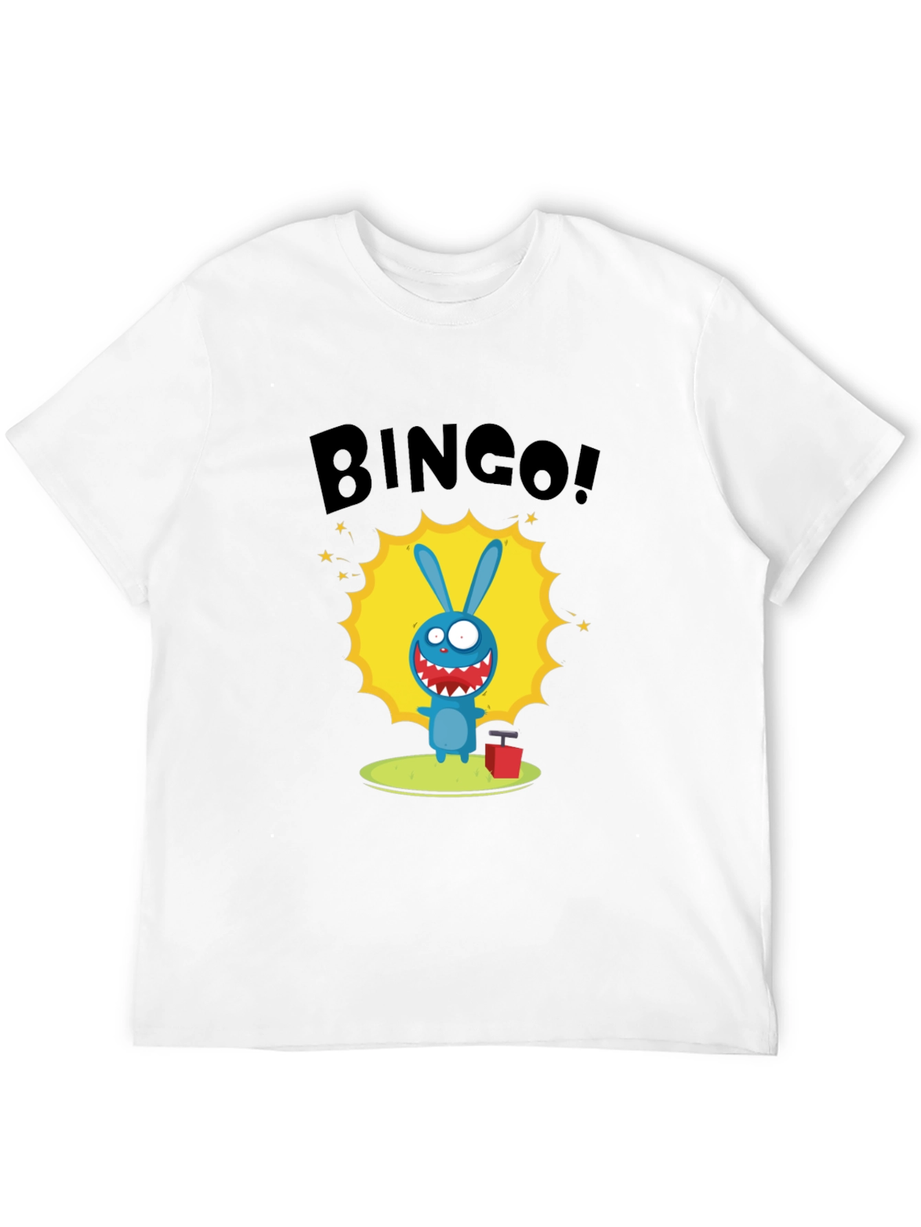 Black Bingo! Cartoon Bunny Graphic Print Black T-Shirt view 12