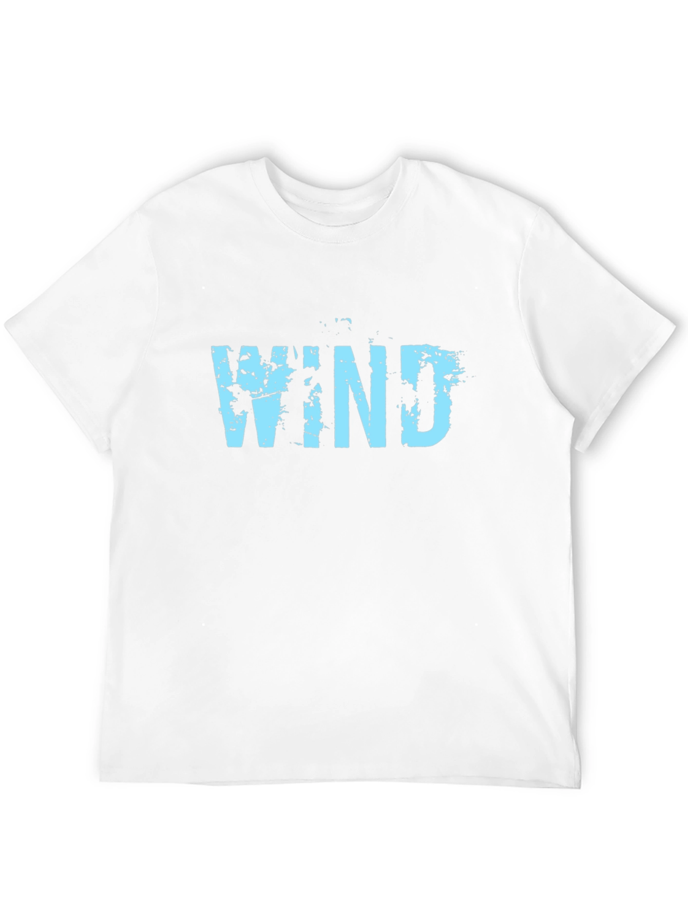Black Men's Black Cotton Tee - Blue "Wind" Graphic view 12