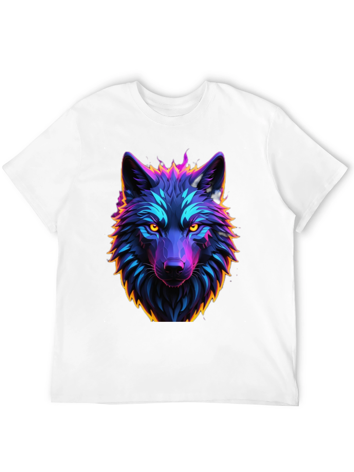 Black Neon Wolf Graphic Tee - Black Cotton view 12