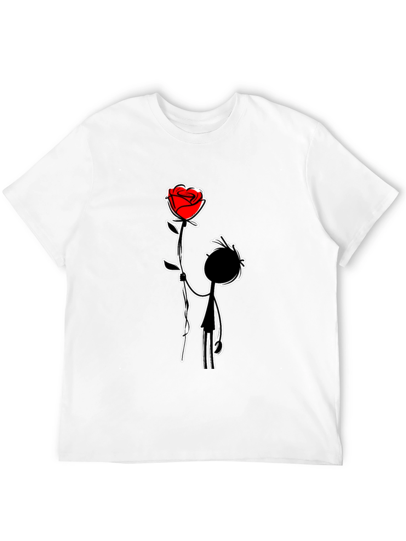 Black Romantic Rose Graphic Tee - Men's Black T-Shirt view 12