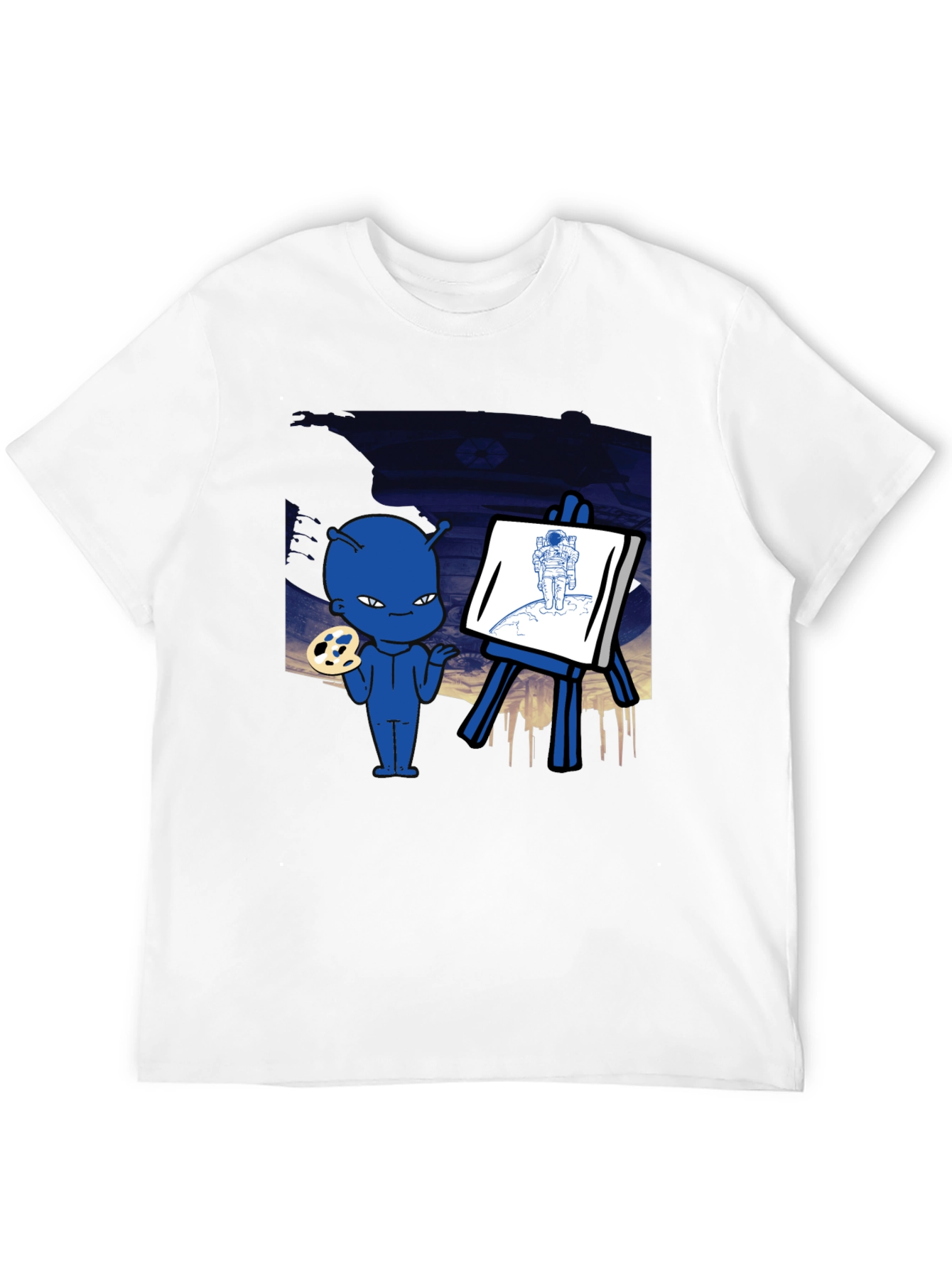 Black Alien Artist Graphic T-Shirt - Men's Black Crew Neck Tee view 12