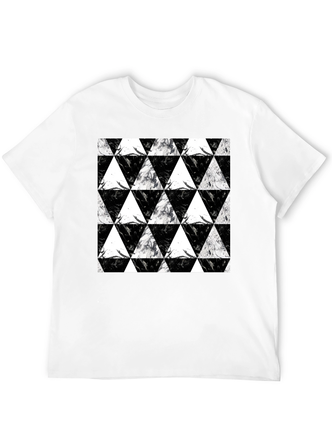 Black Black Triangle Pattern Graphic Tee view 12