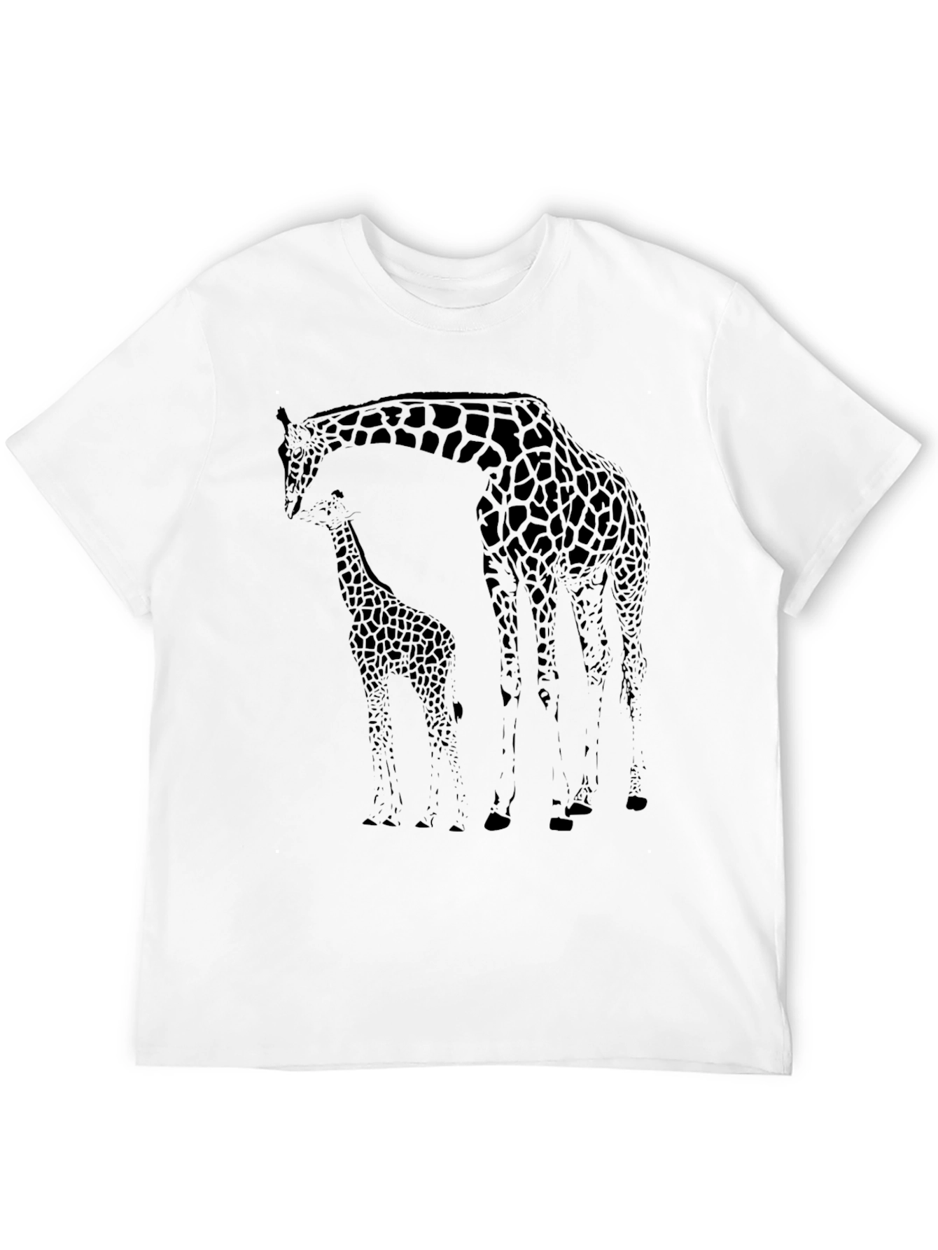 Black Giraffe Graphic Print Tee - Casual Black T-Shirt view 12