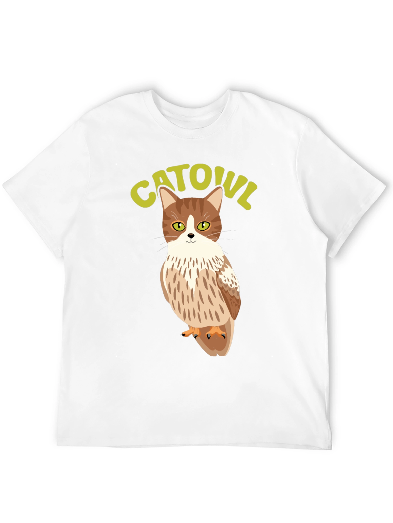 Black CATOUL T-Shirt - Cat Owl Hybrid Graphic Tee view 12