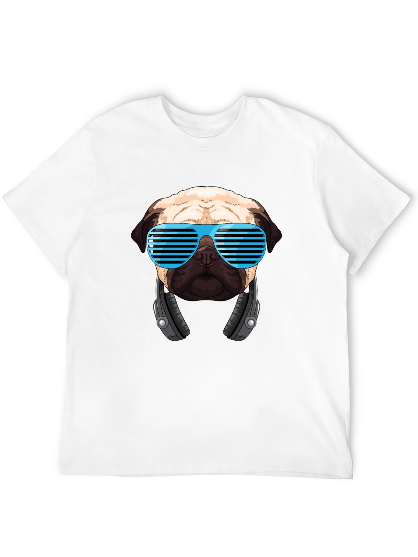 Black Cool Pug DJ Black T-Shirt view 12