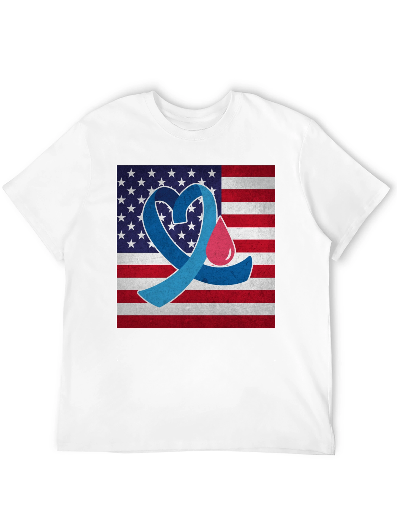 Black Diabetes Awareness USA Flag Heart T-Shirt view 12