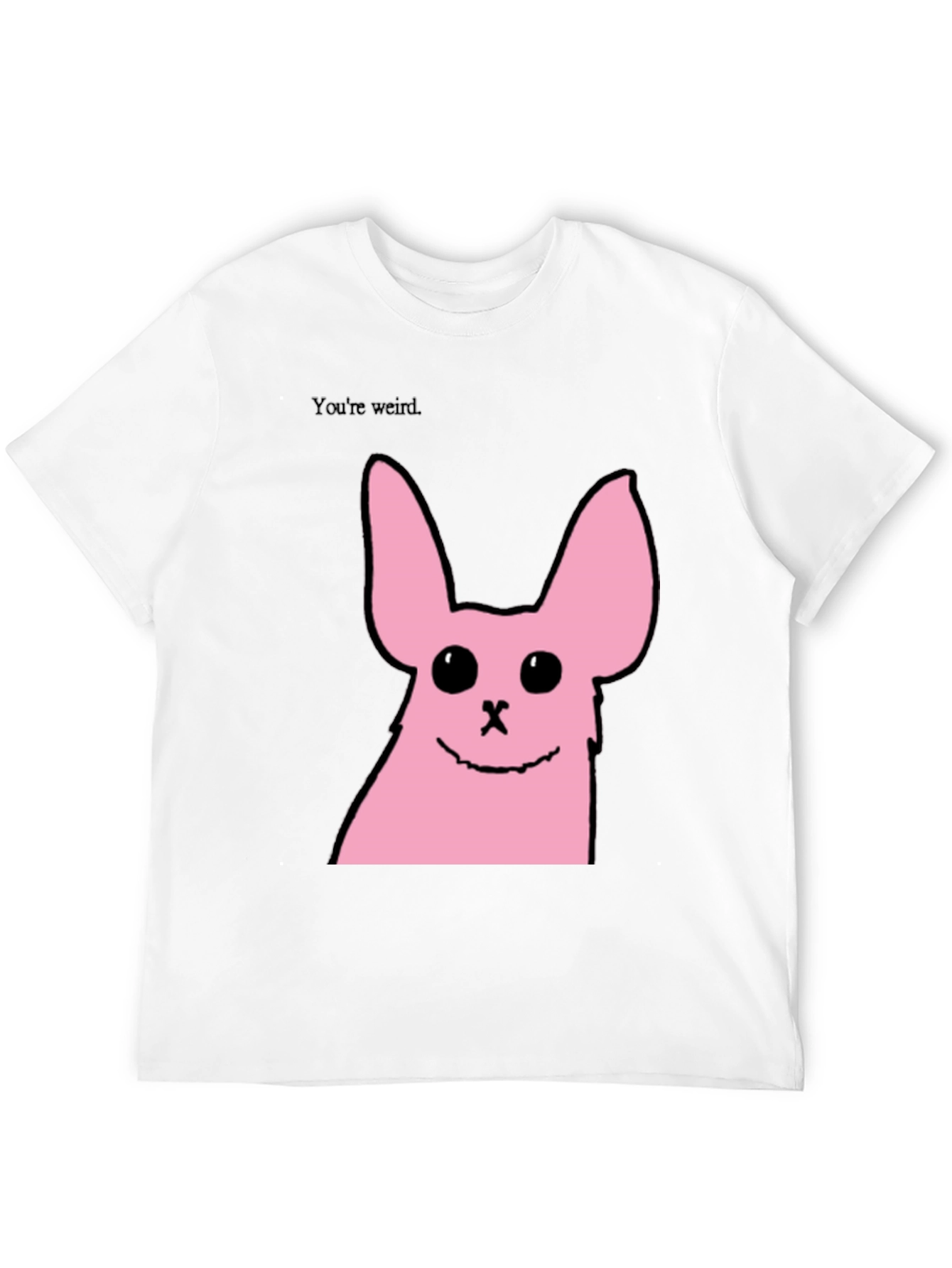 Black Funny Pink Bunny Graphic Tee - You're Weird view 12