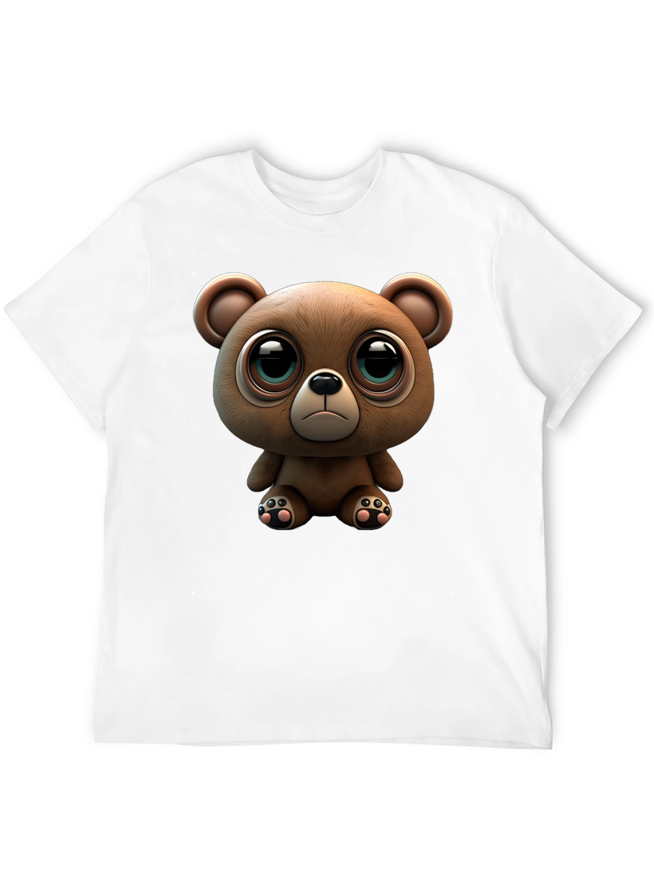 Black Cute Teddy Bear Graphic Black T-Shirt view 12