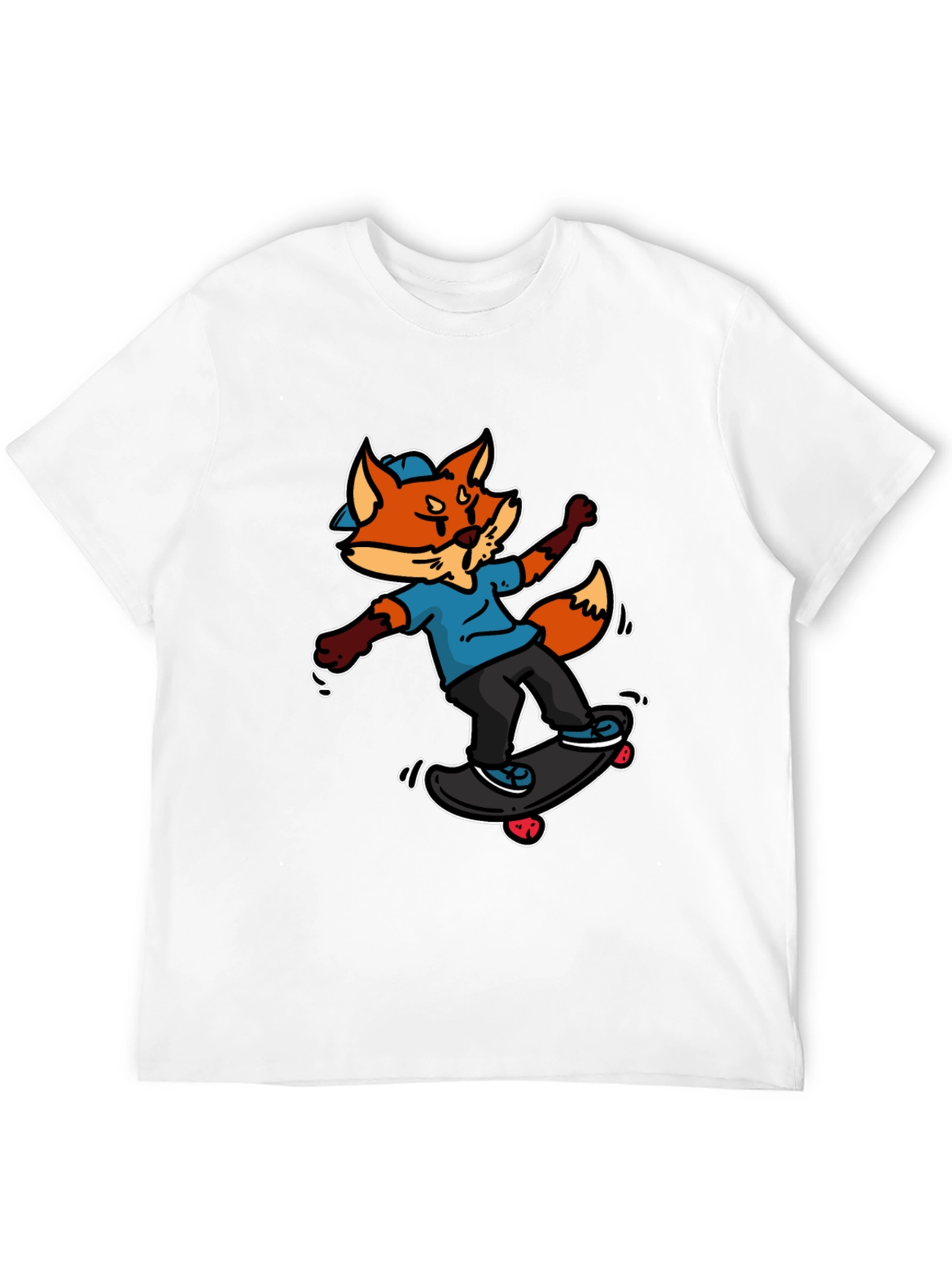 Black Skateboarding Fox Graphic Tee - Cool Cartoon Design view 12