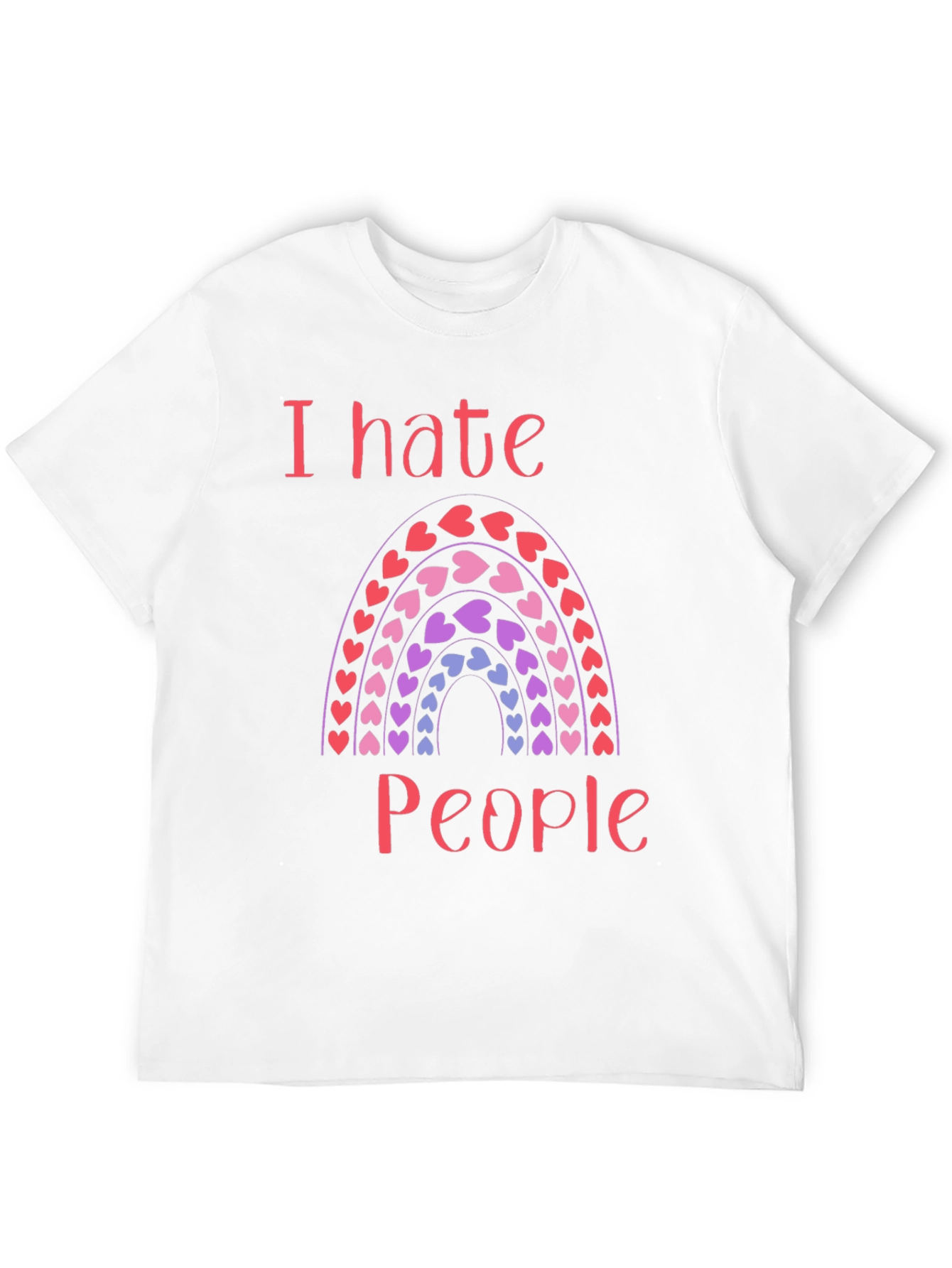 Black I Hate People Rainbow Heart T-Shirt view 12