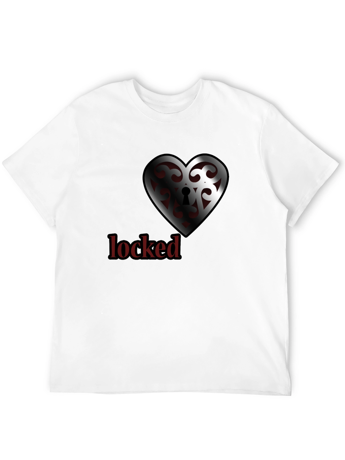 Black Locked Heart Graphic Tee - Stylish Crew Neck view 12