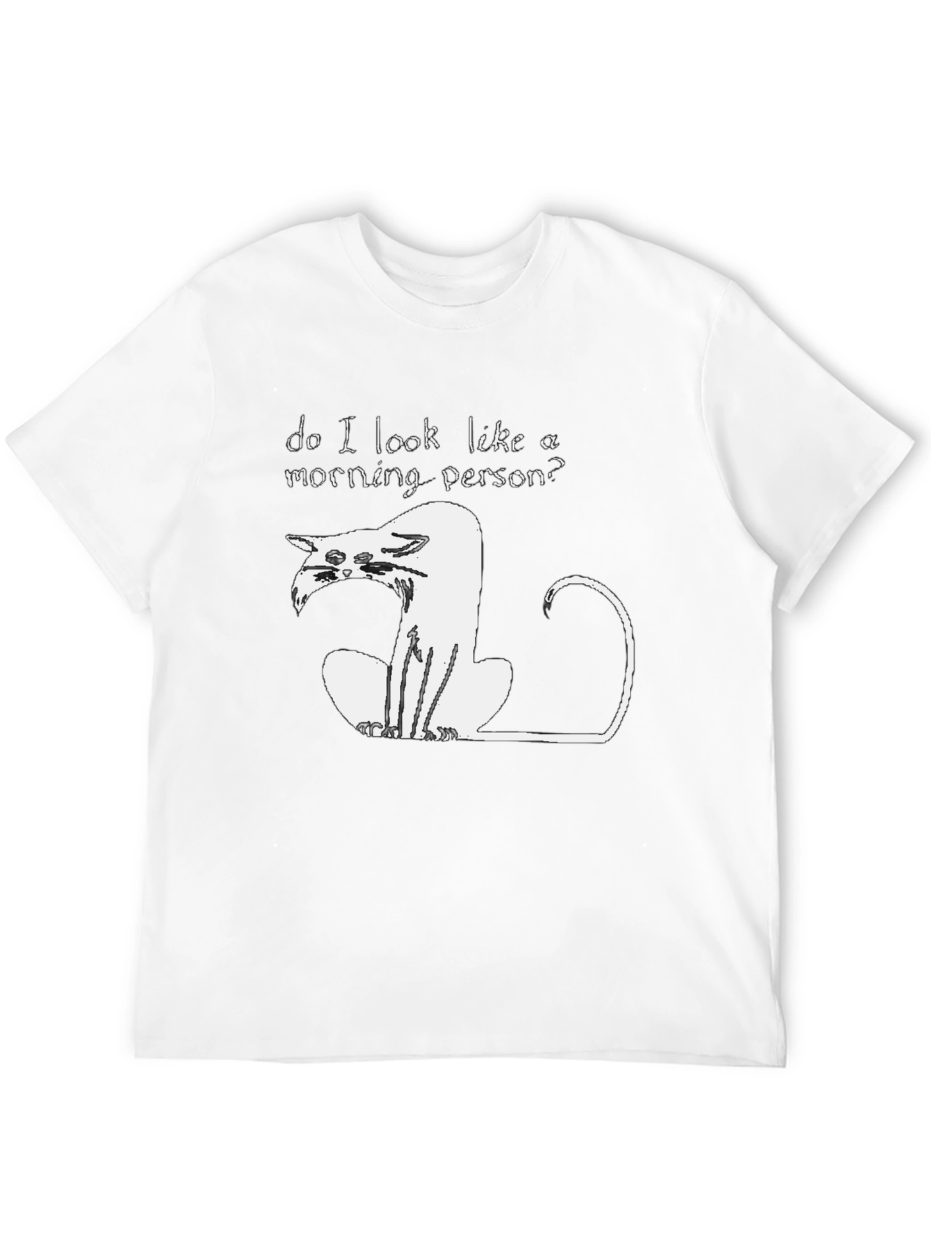 Black Funny "Not a Morning Person" Cat Graphic T-Shirt view 12