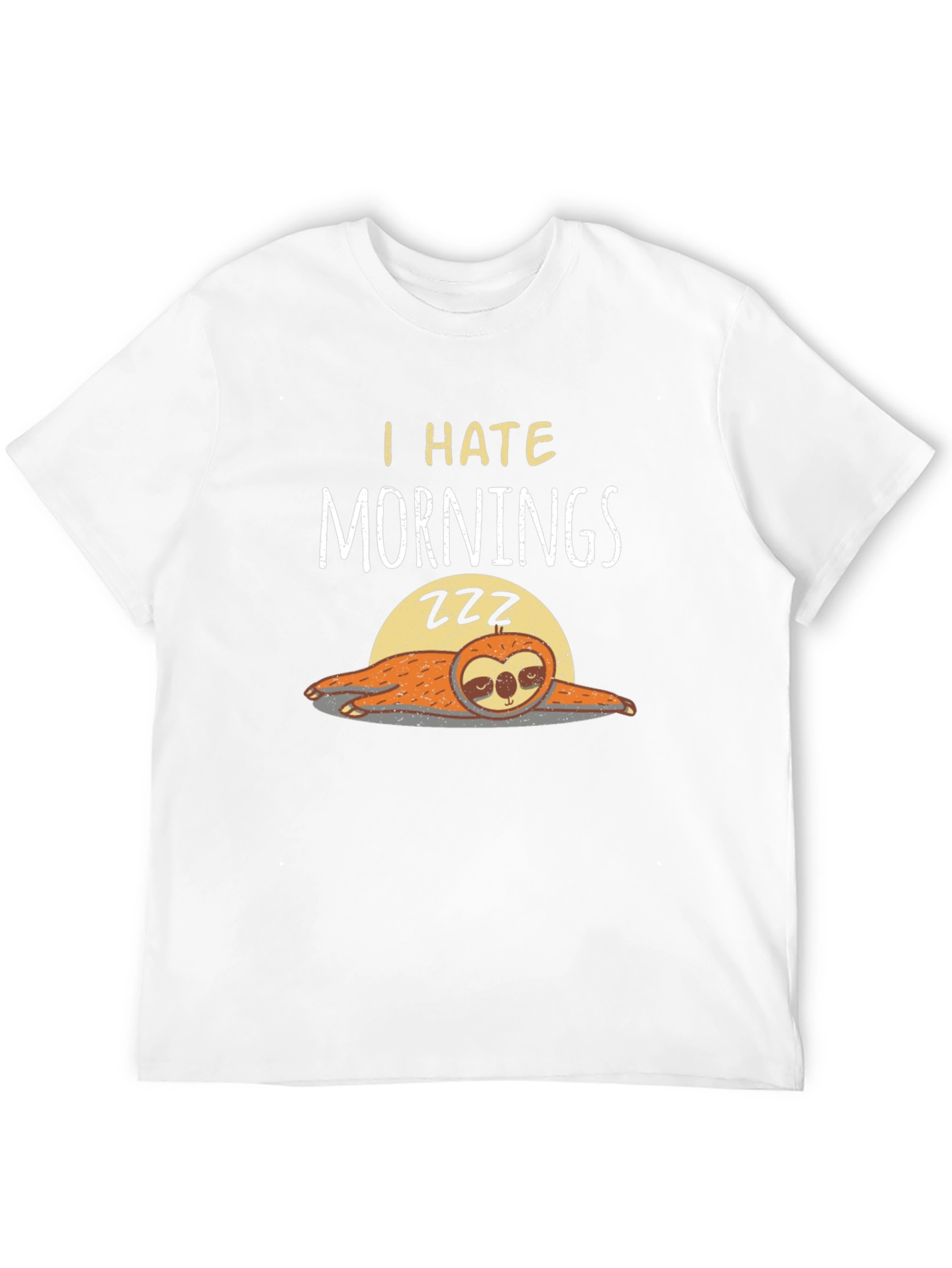 Black I Hate Mornings Sloth Graphic T-Shirt view 12