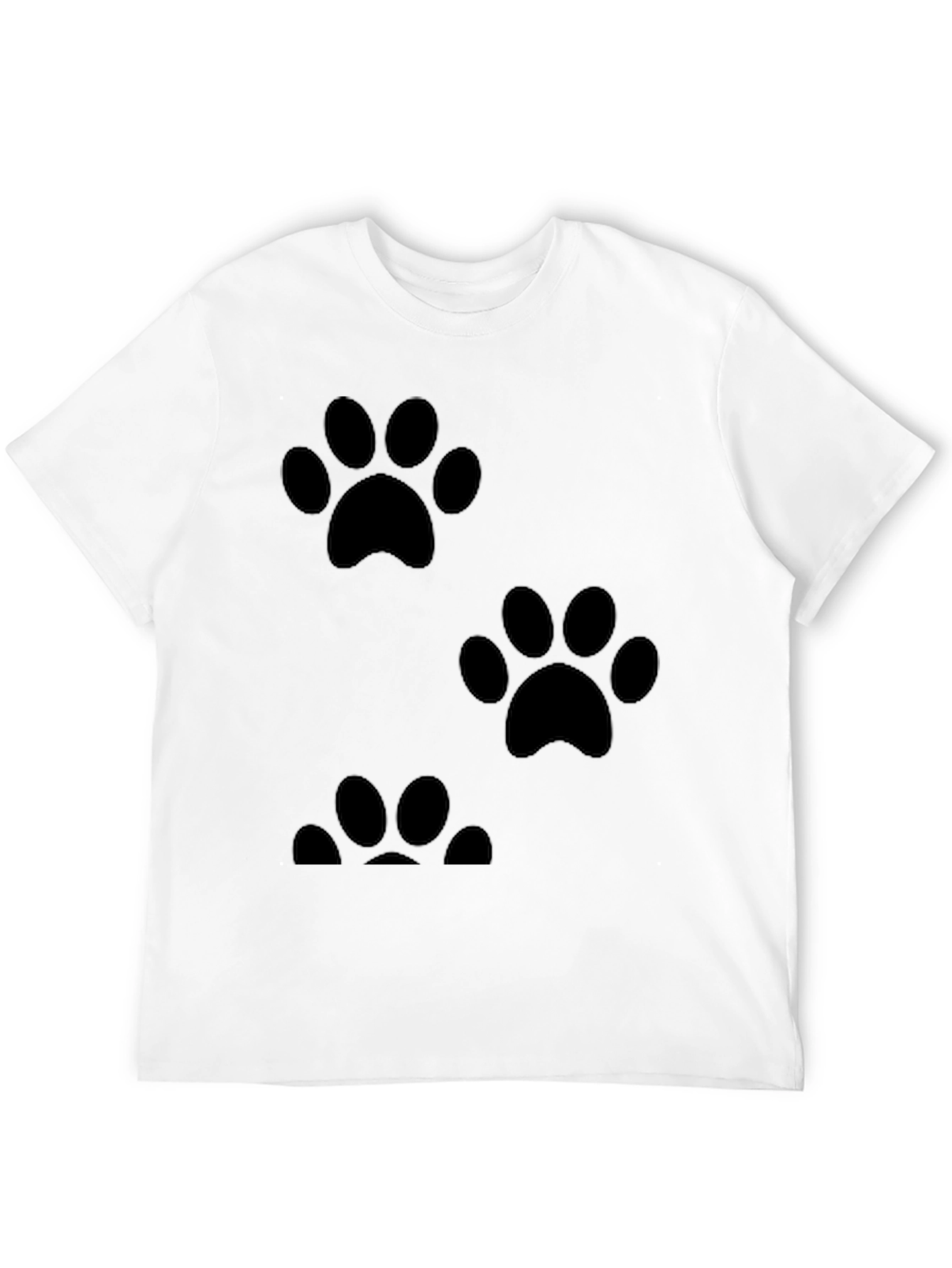 Black Paw Print Graphic Tee - Casual Black T-Shirt view 12