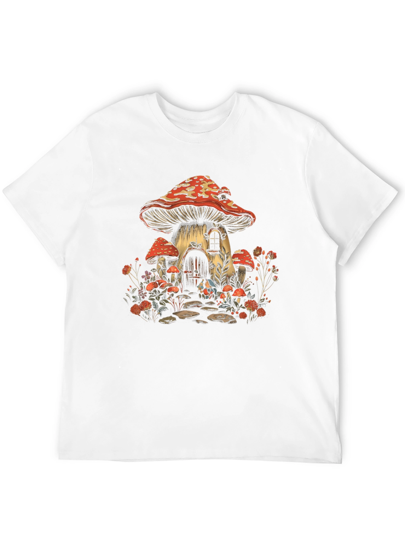 Black Whimsical Mushroom House Graphic Tee view 12