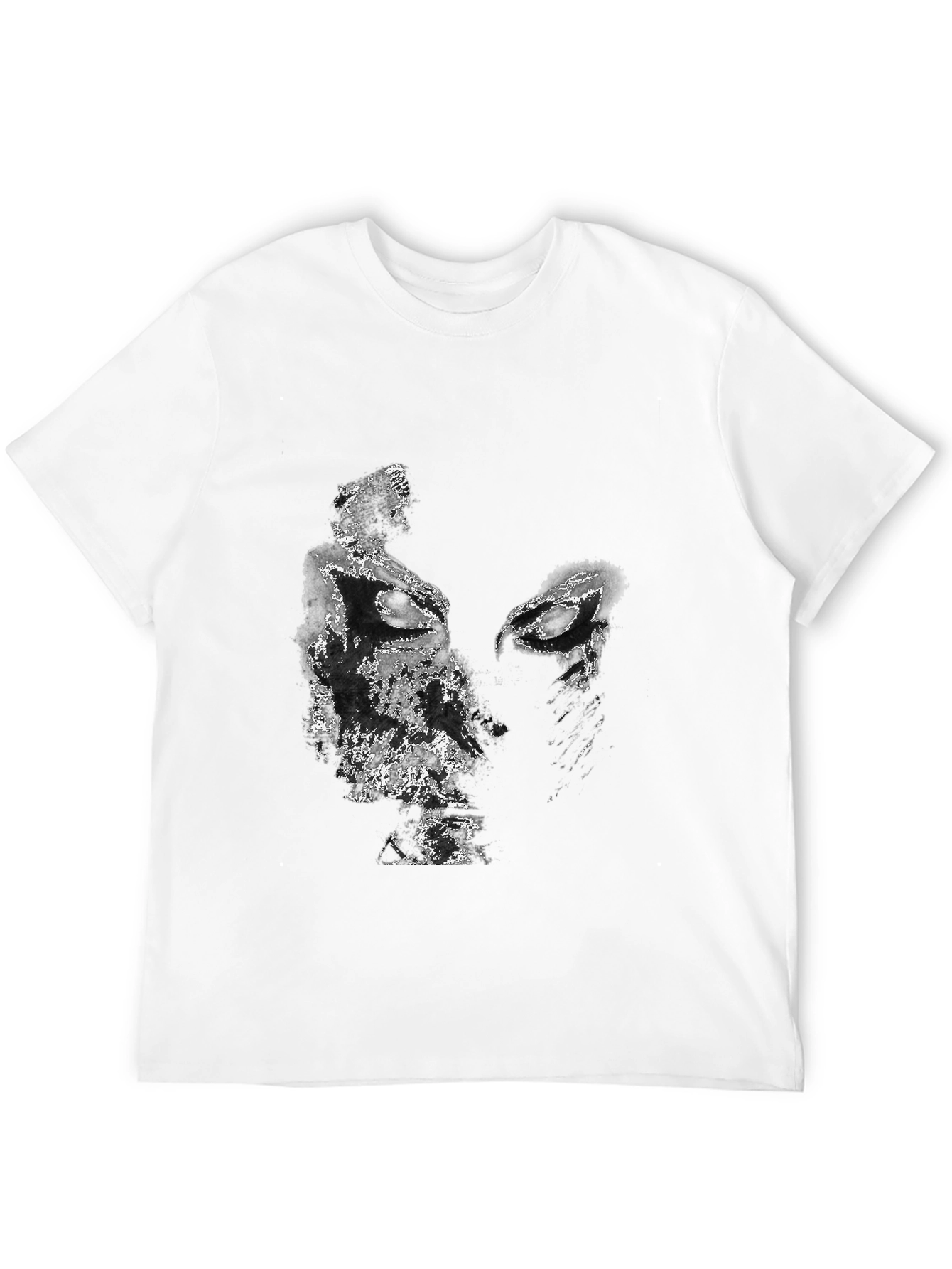 Black Abstract Face Graphic Black T-Shirt view 12