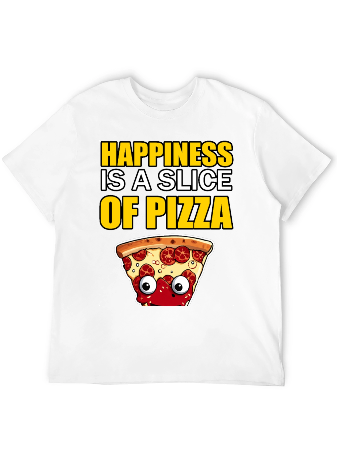 Black Happiness Pizza Slice T-Shirt view 12