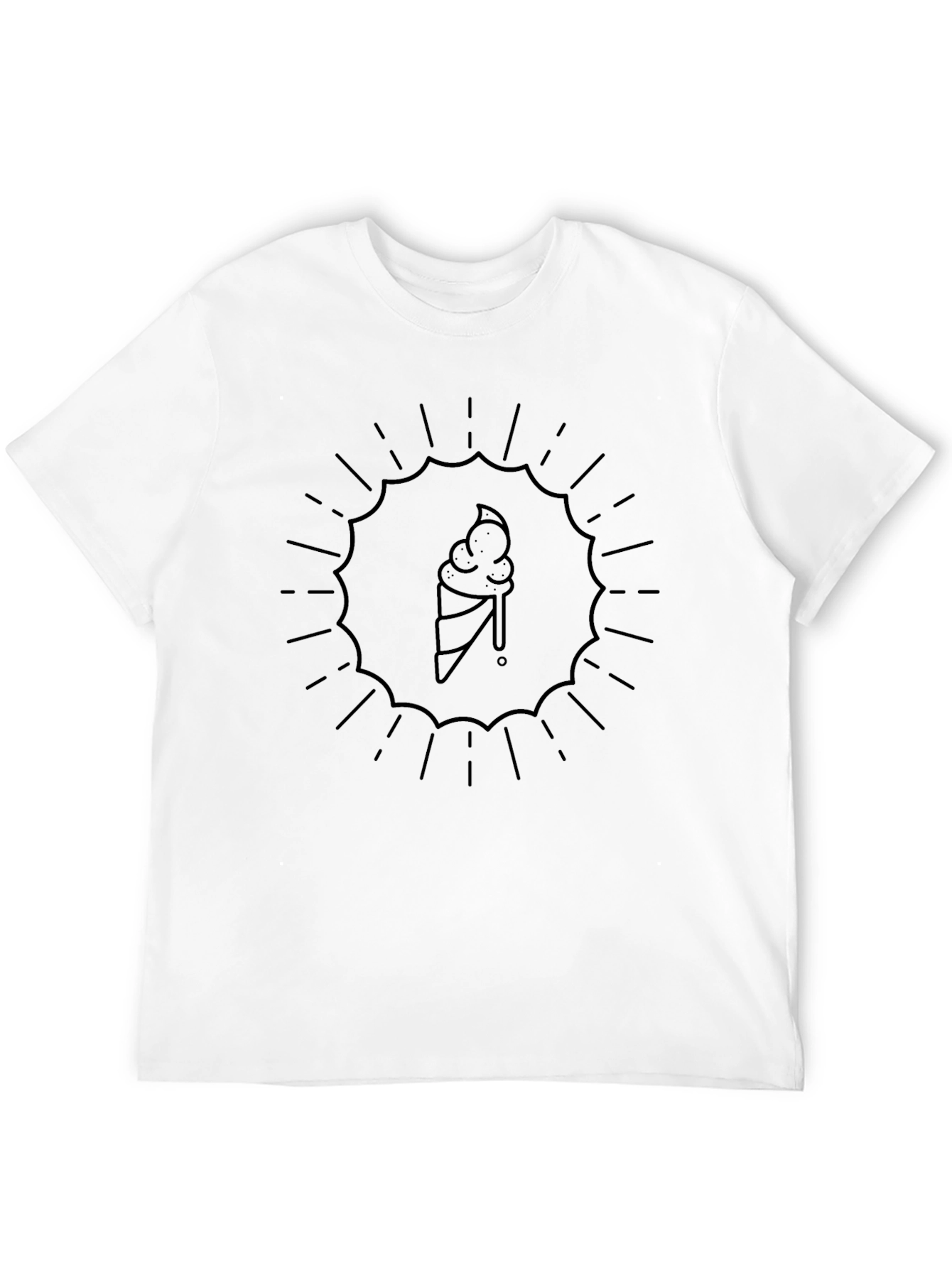 Black Men's Black Graphic Tee - Ice Cream Cone Design view 12