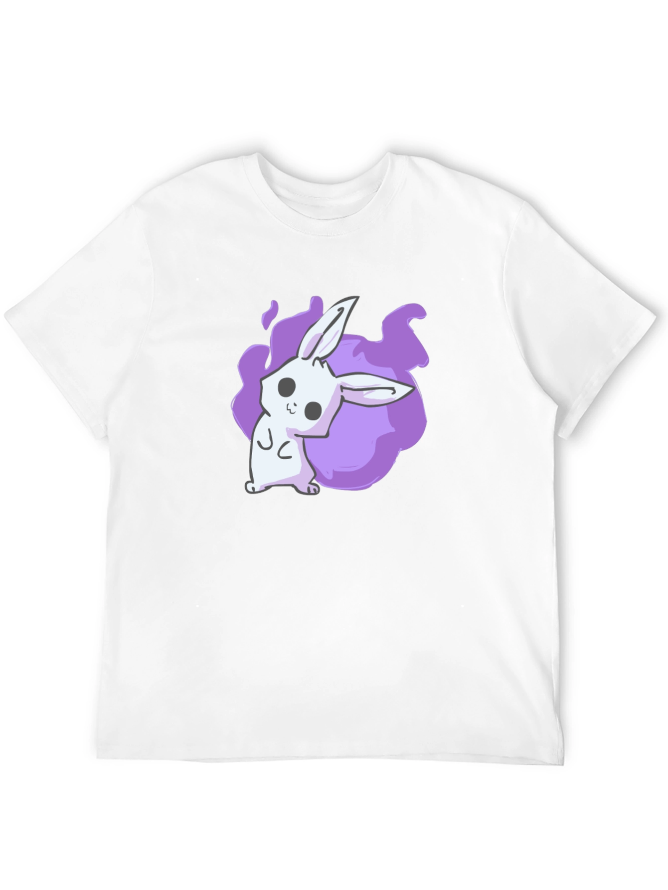 Black Cute Anime Bunny Graphic Black T-Shirt view 12