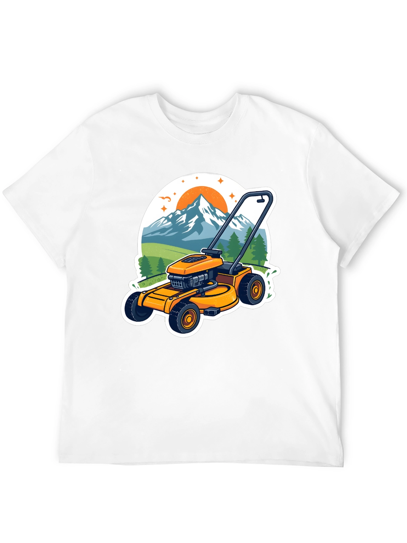 Black Lawnmower Landscape Graphic Tee view 12