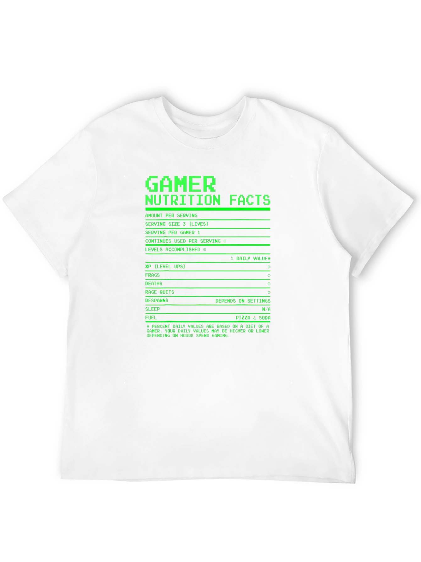 Black Gamer Nutrition Facts T-Shirt - Black view 12