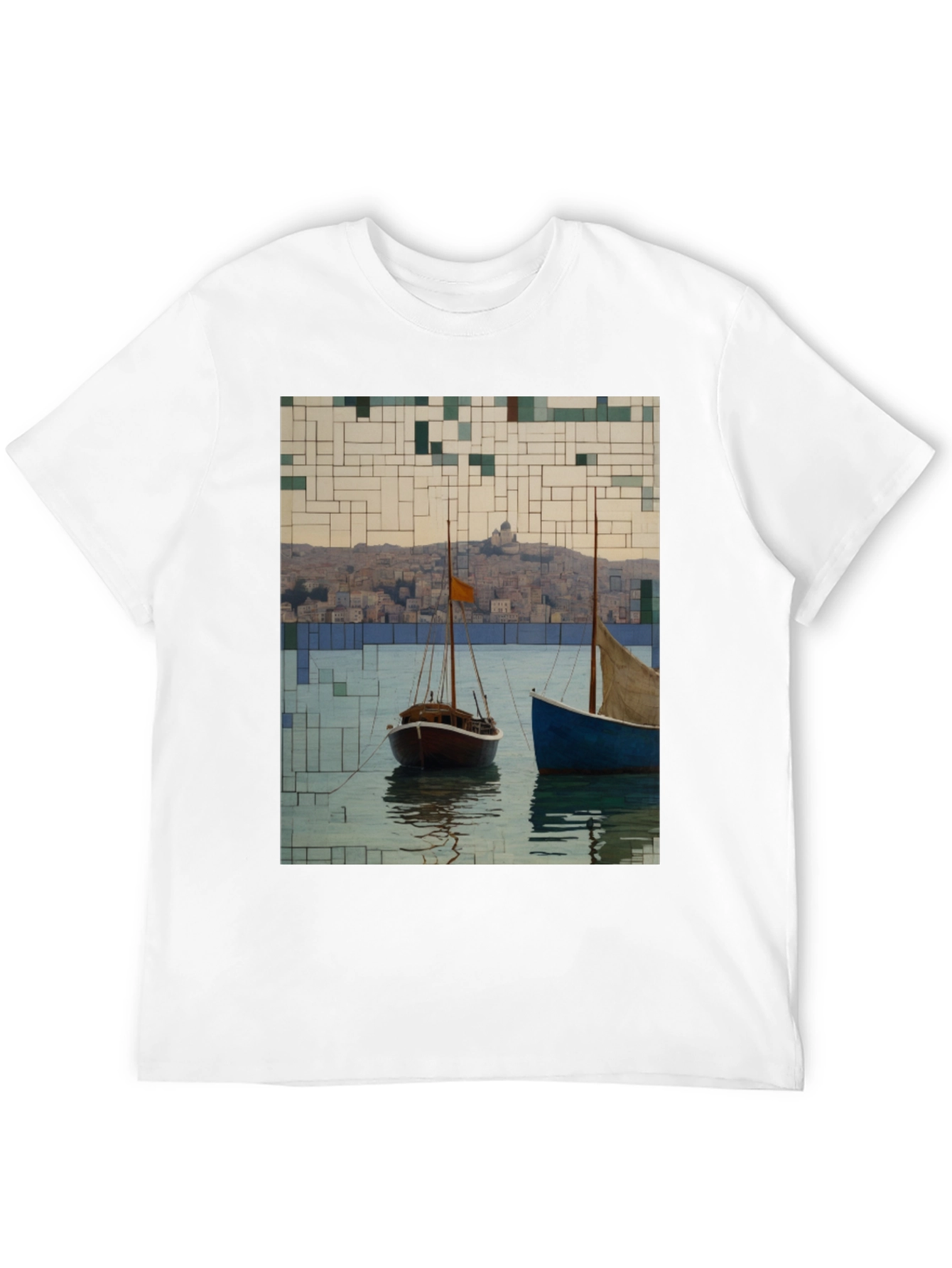Black Abstract Sailboats T-Shirt view 12
